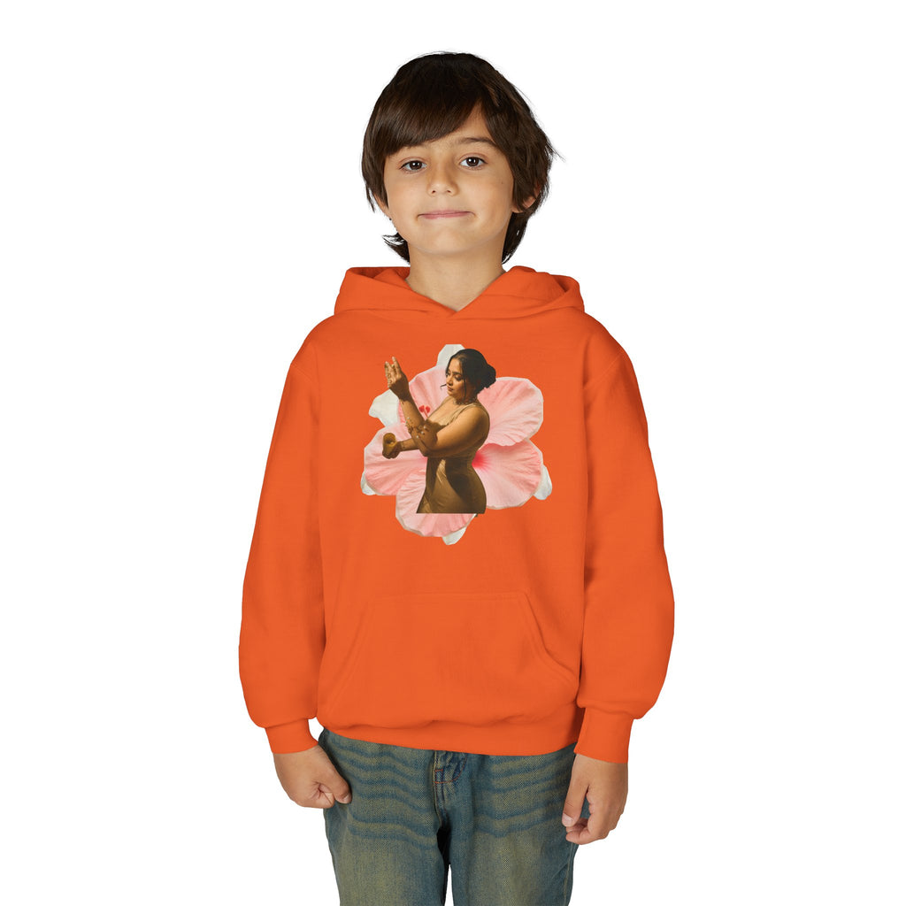 Youth Hoodie — Vintage Dancer Floral Graphic with “We Will Be Home” Back Script