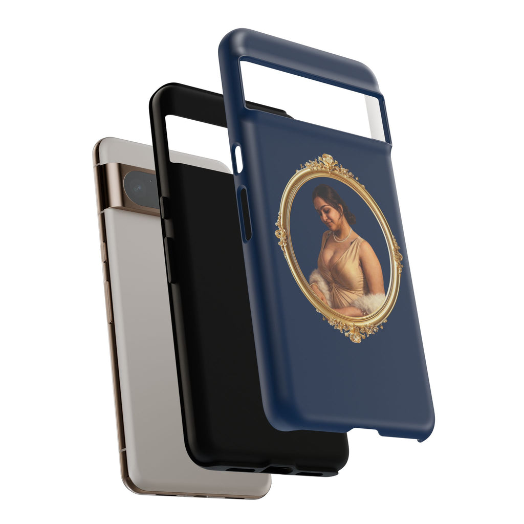 Vintage Portrait Phone Case — Elegant Gold Frame on Navy