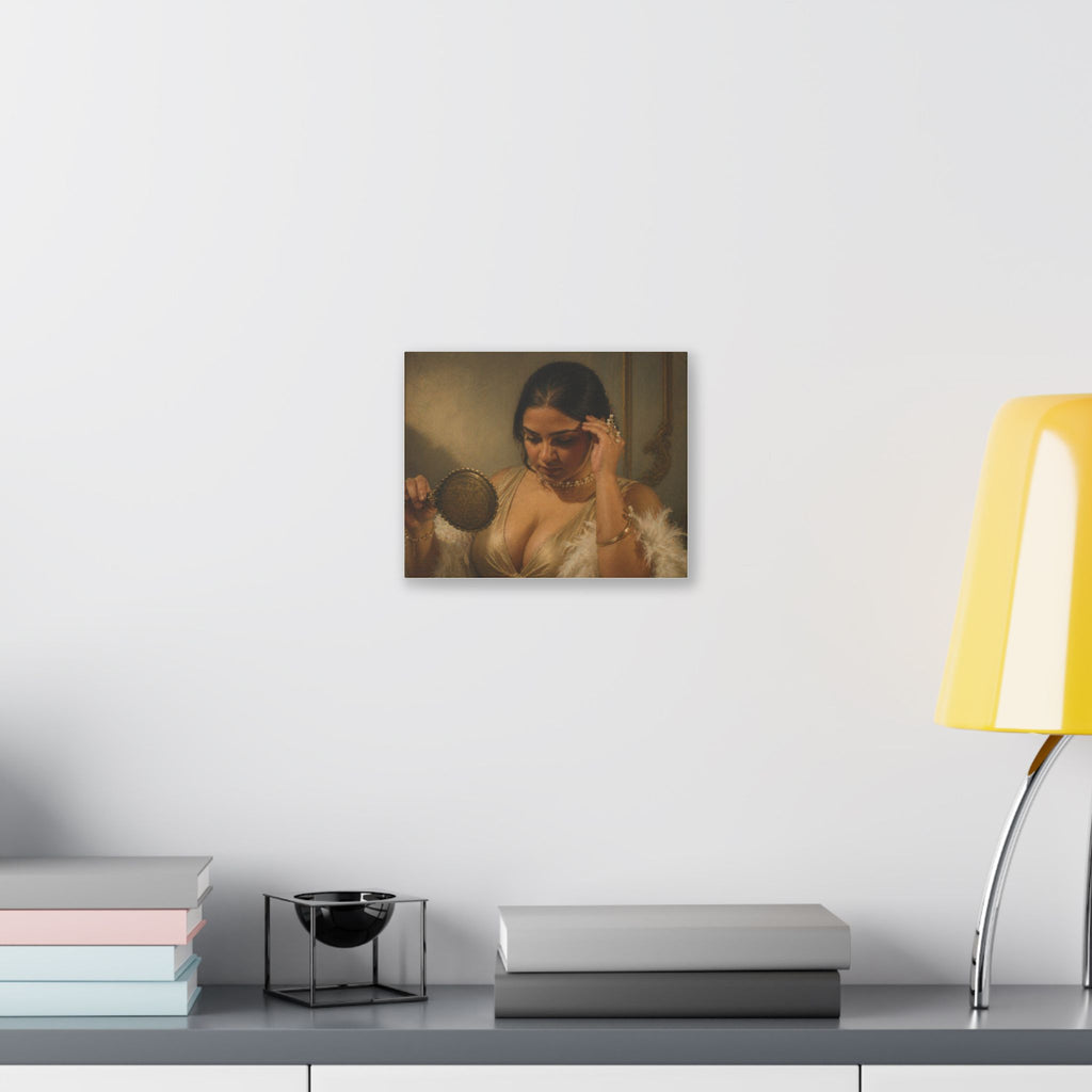 Vintage Boudoir Canvas Print — Woman with Mirror Classic Stretched Canvas