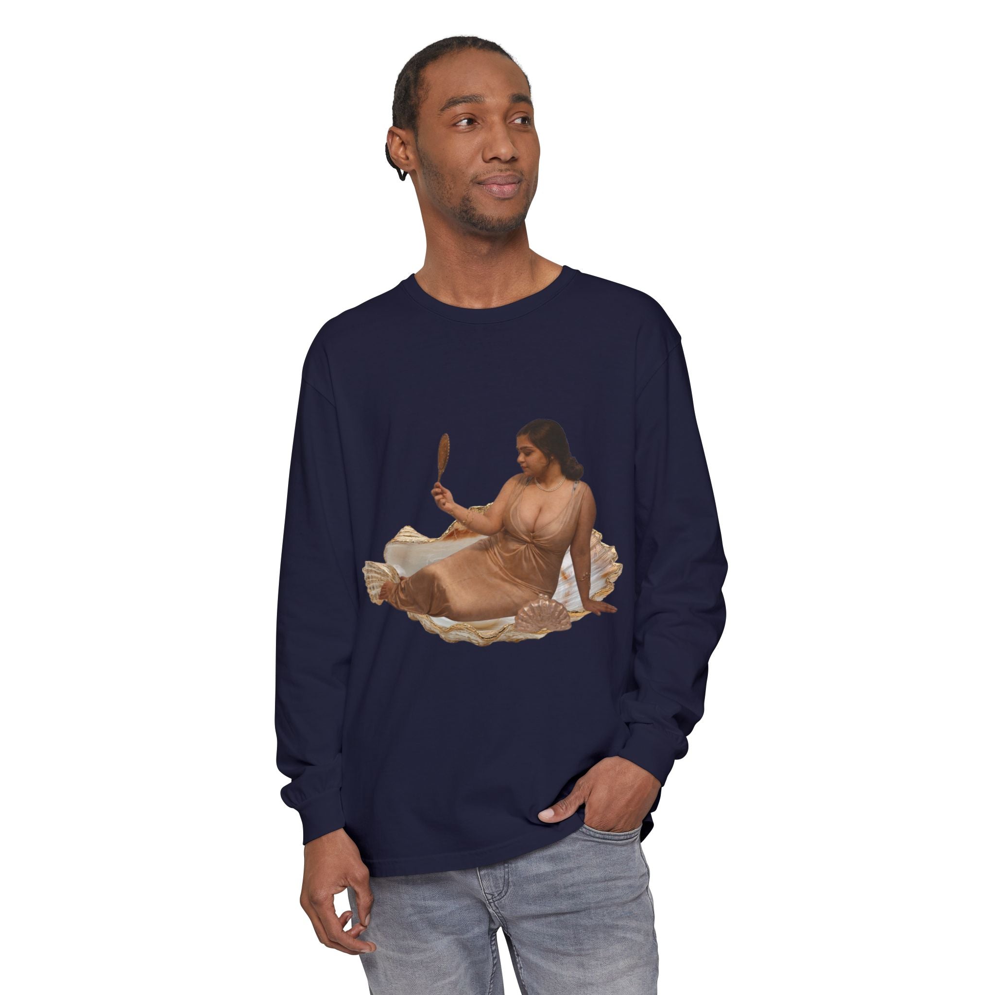 Long Sleeve T-Shirt — “Love, Dua Lipa” Shell Goddess Graphic