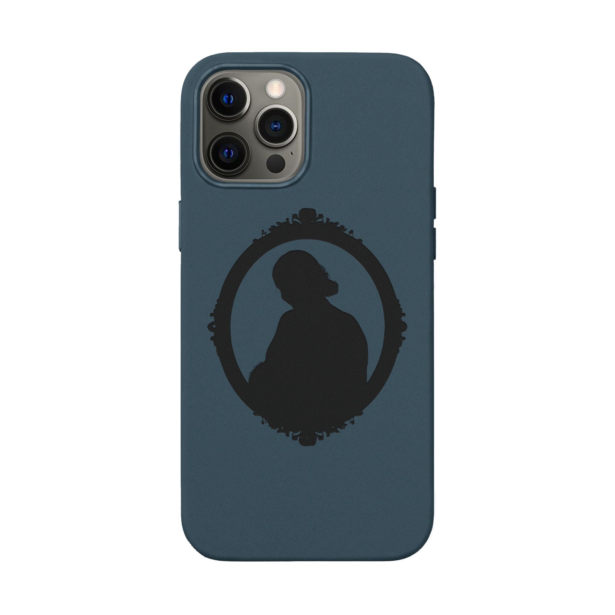 Engraved PU Leather Phone Case — Silhouette Outline Design
