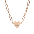 Paperclip Heart Necklace — Engravable Rose Gold Heart Pendant