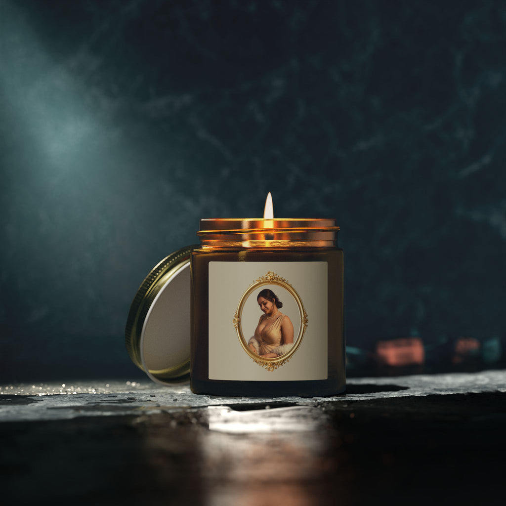 Coconut Apricot Soy Jar Candle — Floral Pearl Design (4oz & 9oz)