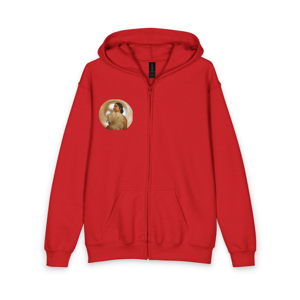 Drashti Youth Zip Hoodie with Vintage Bubble Portrait — Cozy Retro Aesthetic