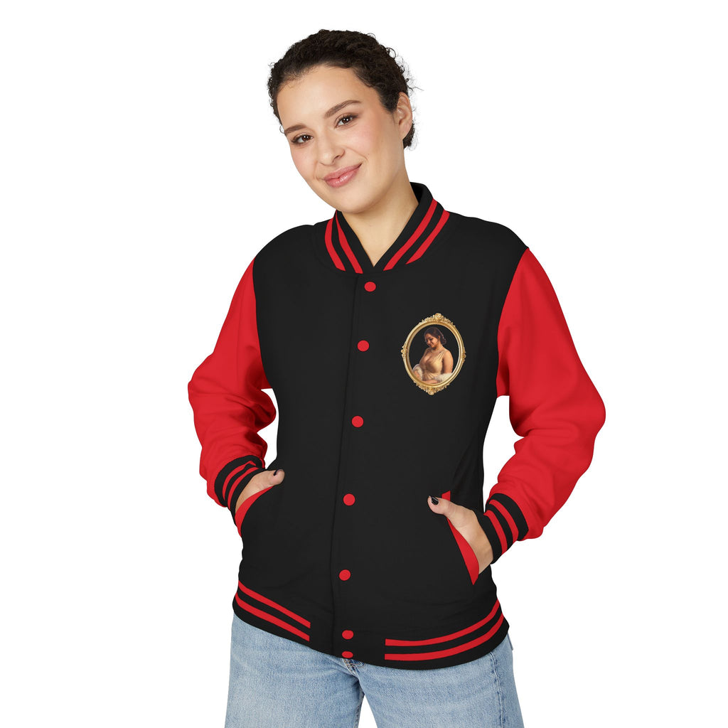 Vintage Portrait Letterman Jacket — Framed Classical Art Varsity Jacket