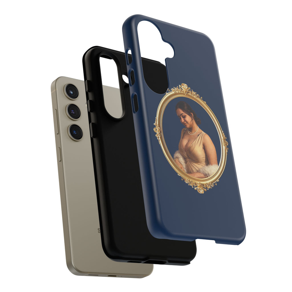 Vintage Portrait Phone Case — Elegant Gold Frame on Navy
