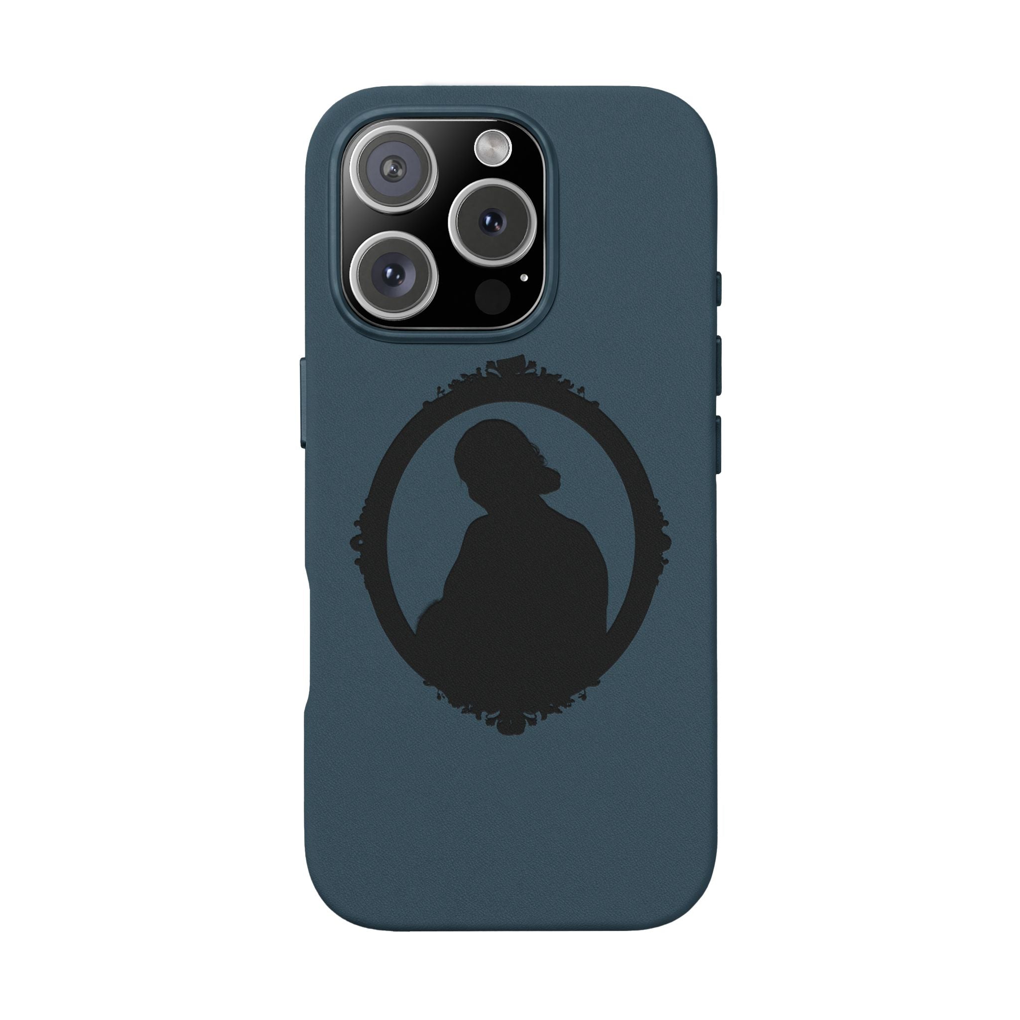 Engraved PU Leather Phone Case — Silhouette Outline Design