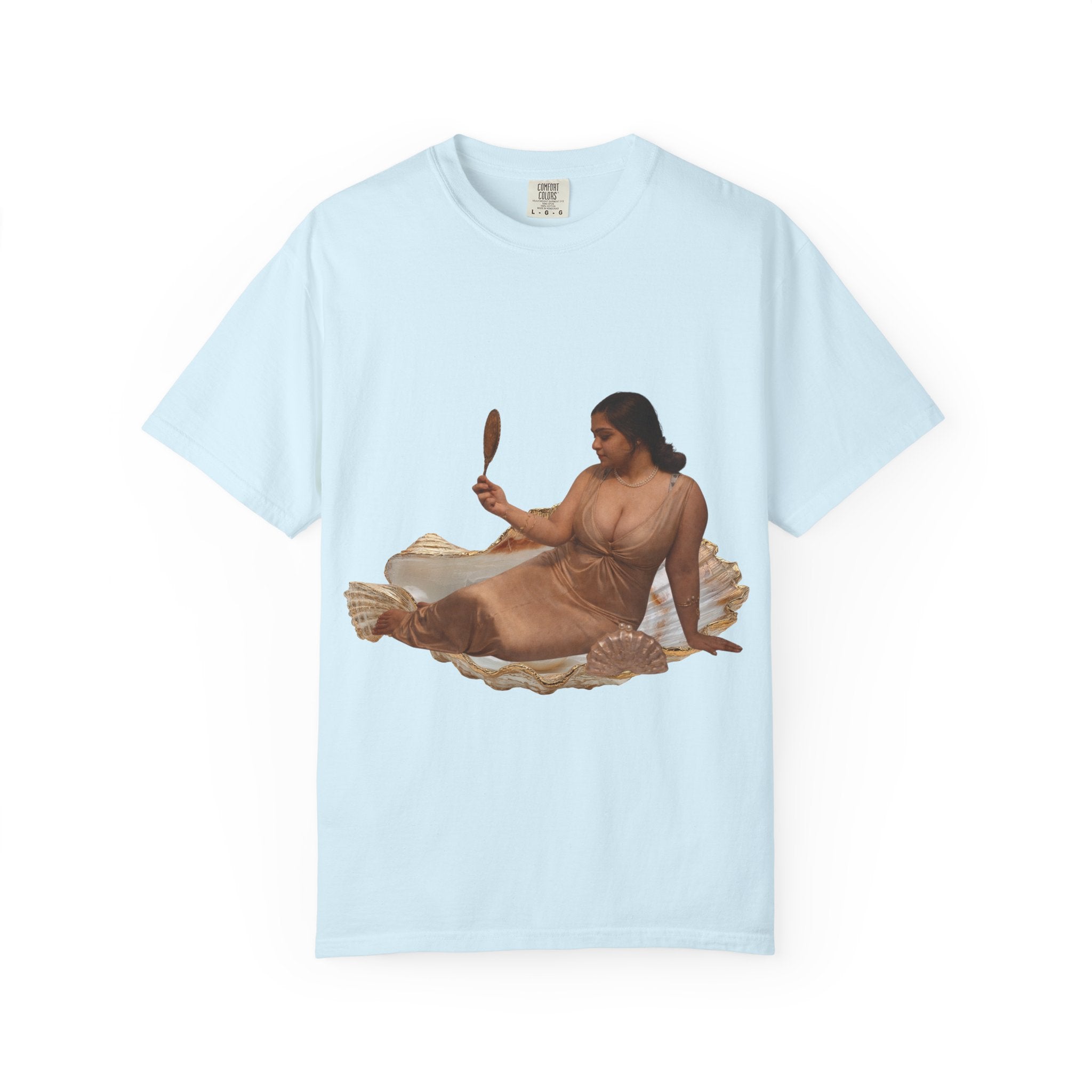 Venus Mirror T-Shirt — Nude Goddess Art Tee with 'Love, [Signature]' Back Print