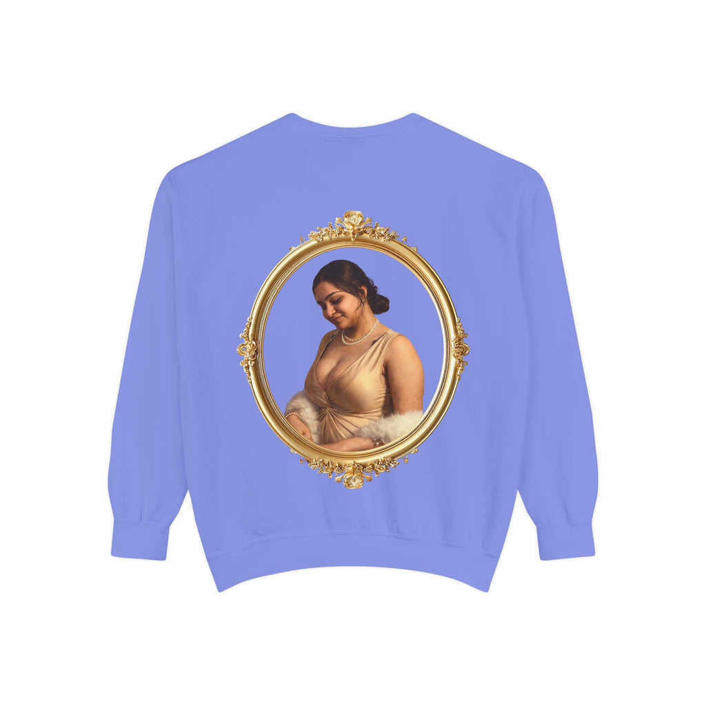 Portrait Sweatshirt — Vintage Frame Elegant Lady Graphic Pullover