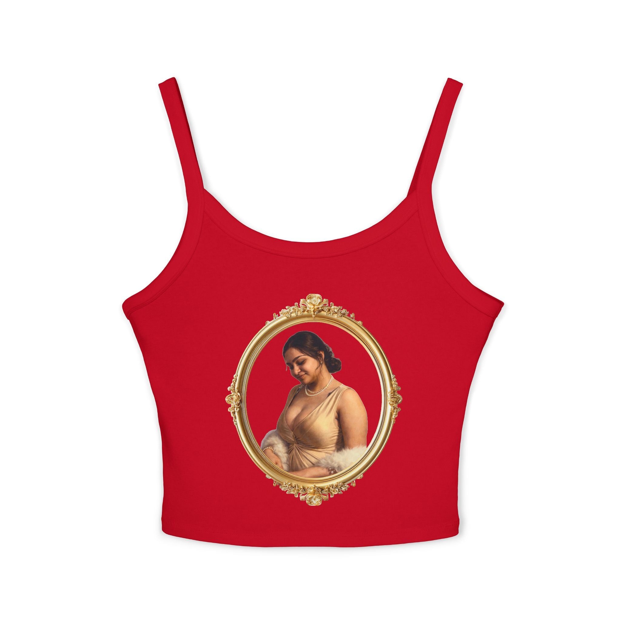 Spaghetti Tank Top — Vintage Portrait Frame with “Love, Always” Handwritten Script