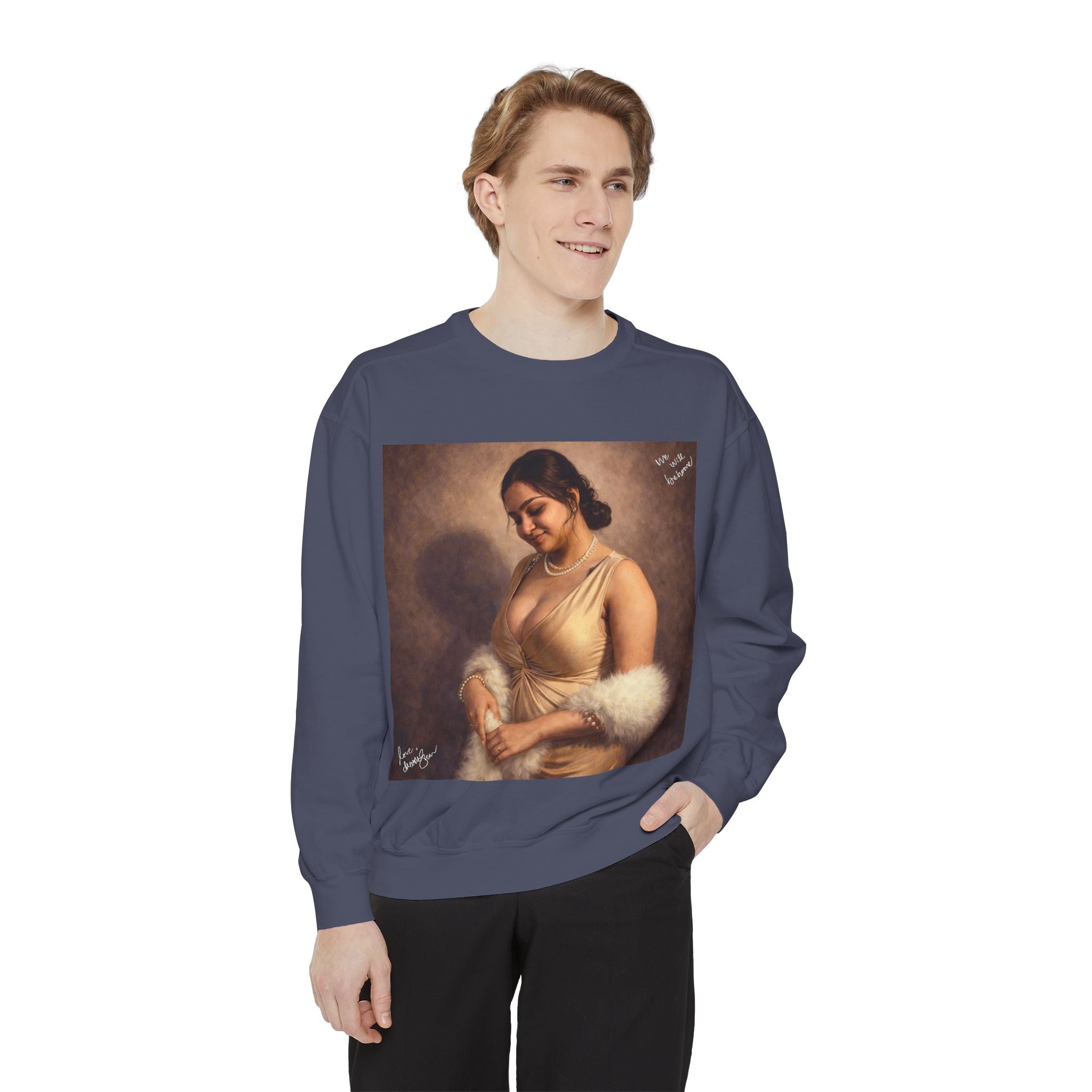 Portrait Sweatshirt — Vintage Frame Elegant Lady Graphic Pullover