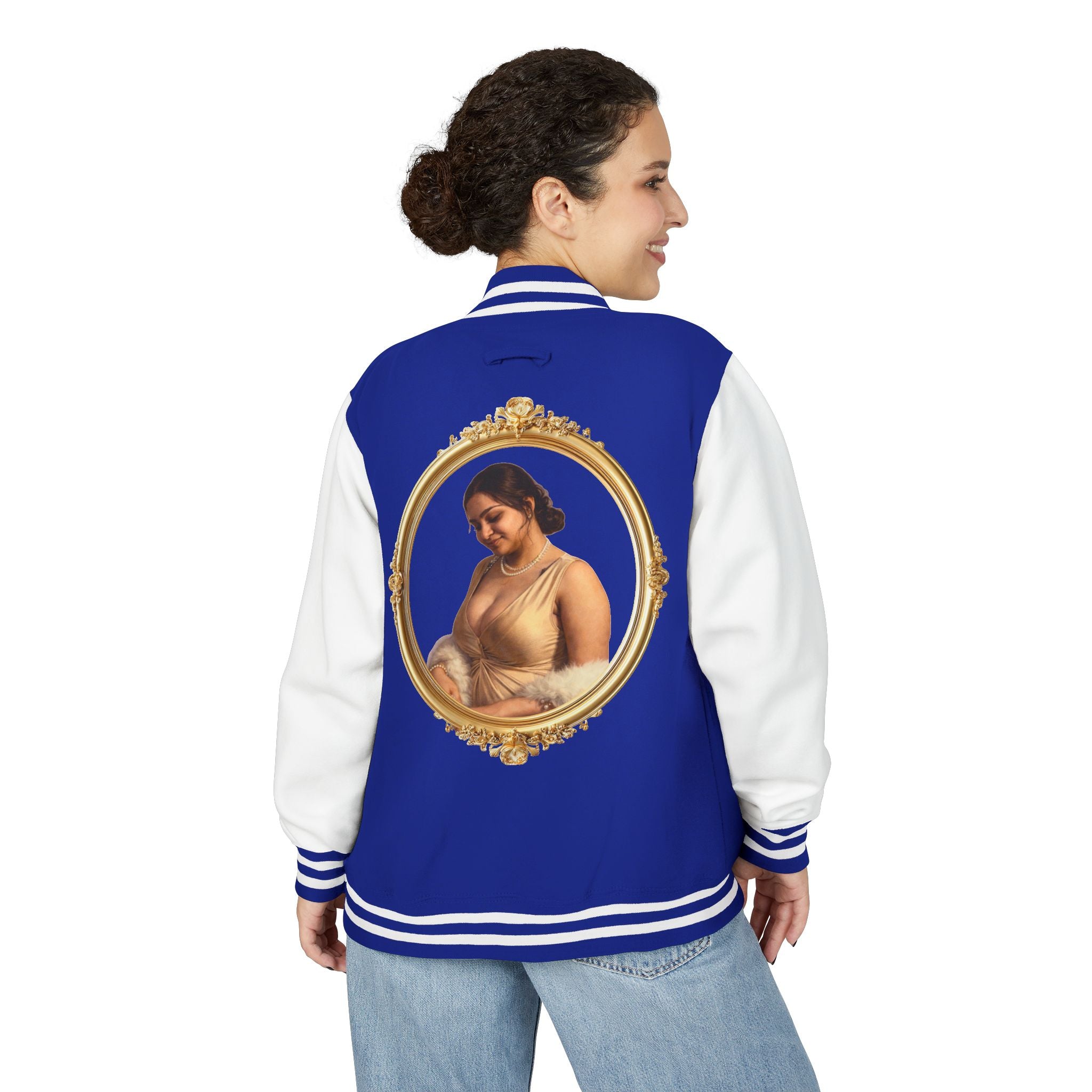 Vintage Portrait Letterman Jacket — Framed Classical Art Varsity Jacket
