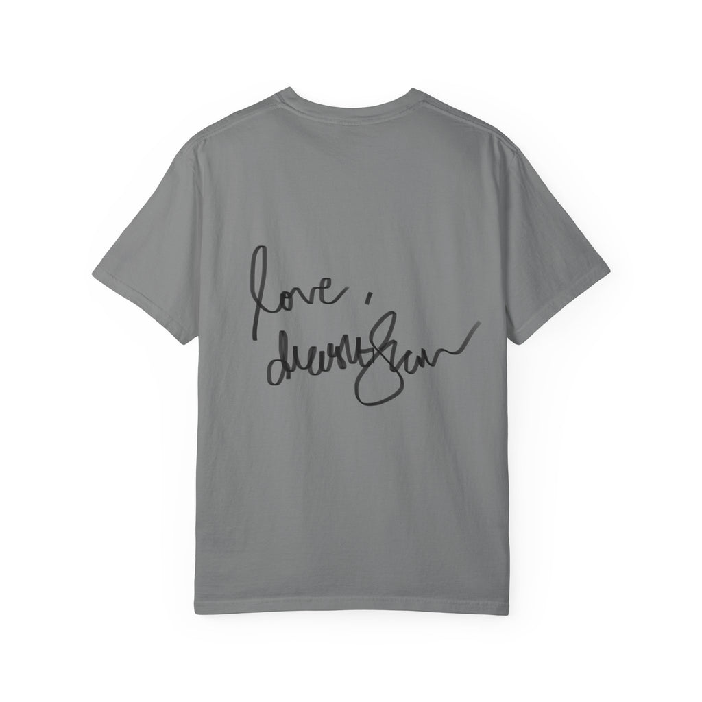 Venus Mirror T-Shirt — Nude Goddess Art Tee with 'Love, [Signature]' Back Print