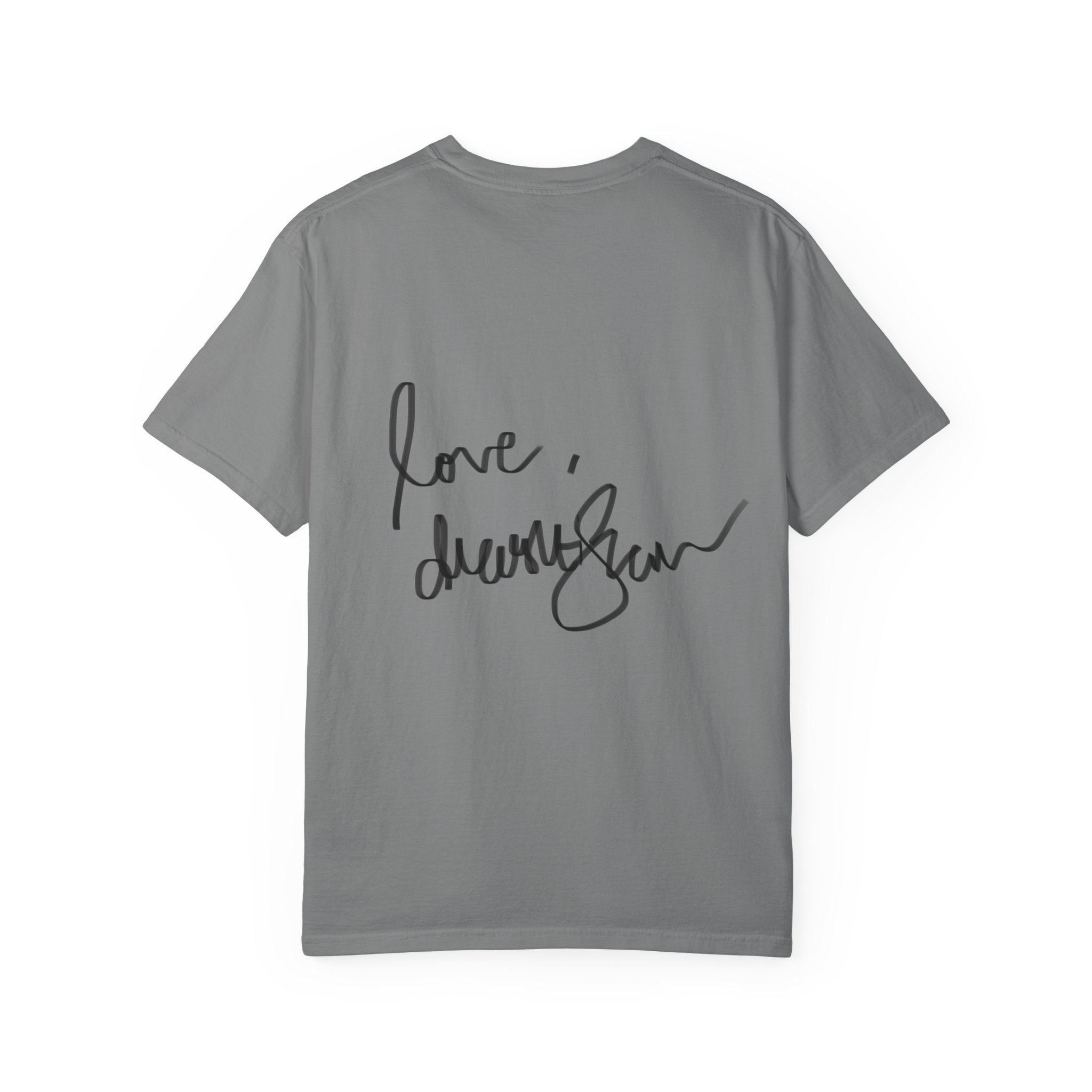 Venus Mirror T-Shirt — Nude Goddess Art Tee with 'Love, [Signature]' Back Print