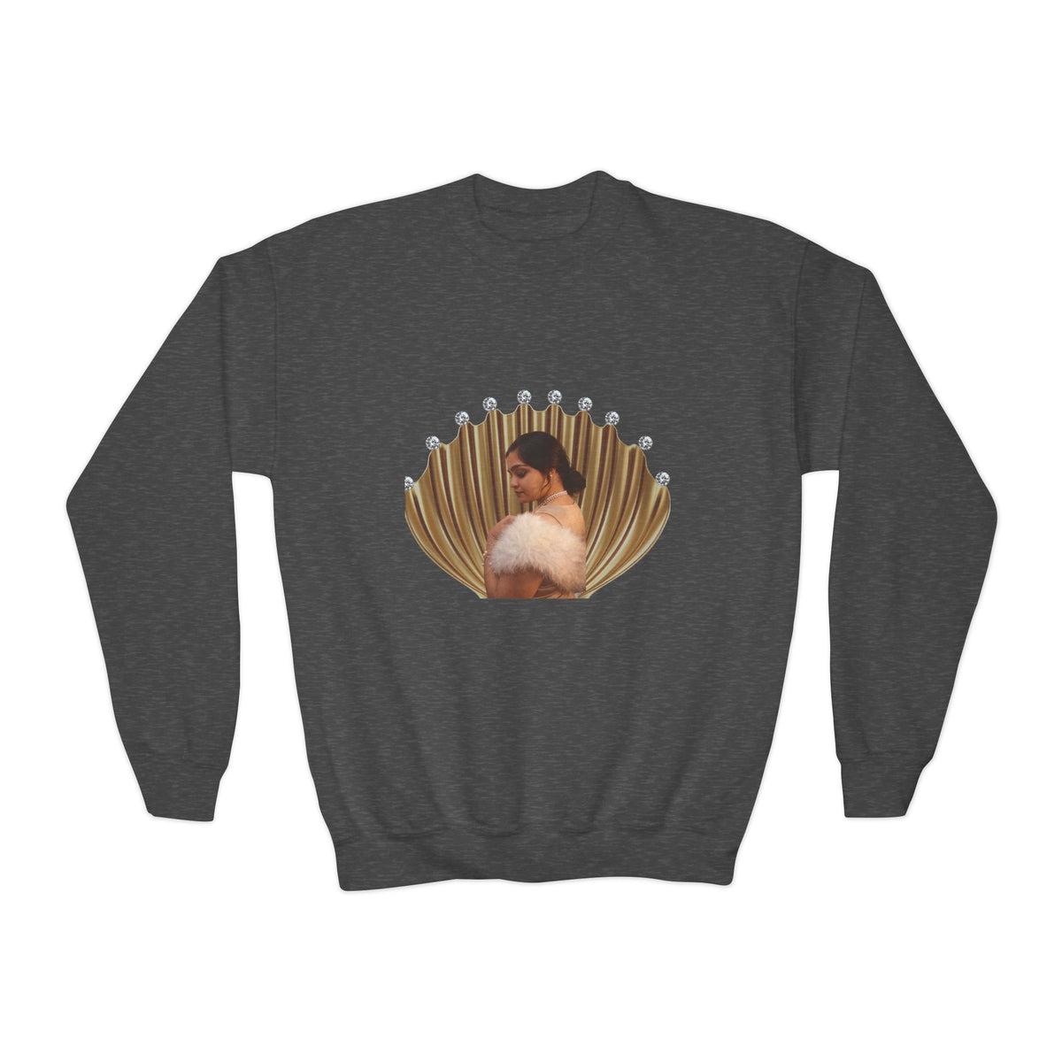 Drashti Youth Crewneck Sweatshirt — 'We Will Be Home' Vintage Portrait Graphic