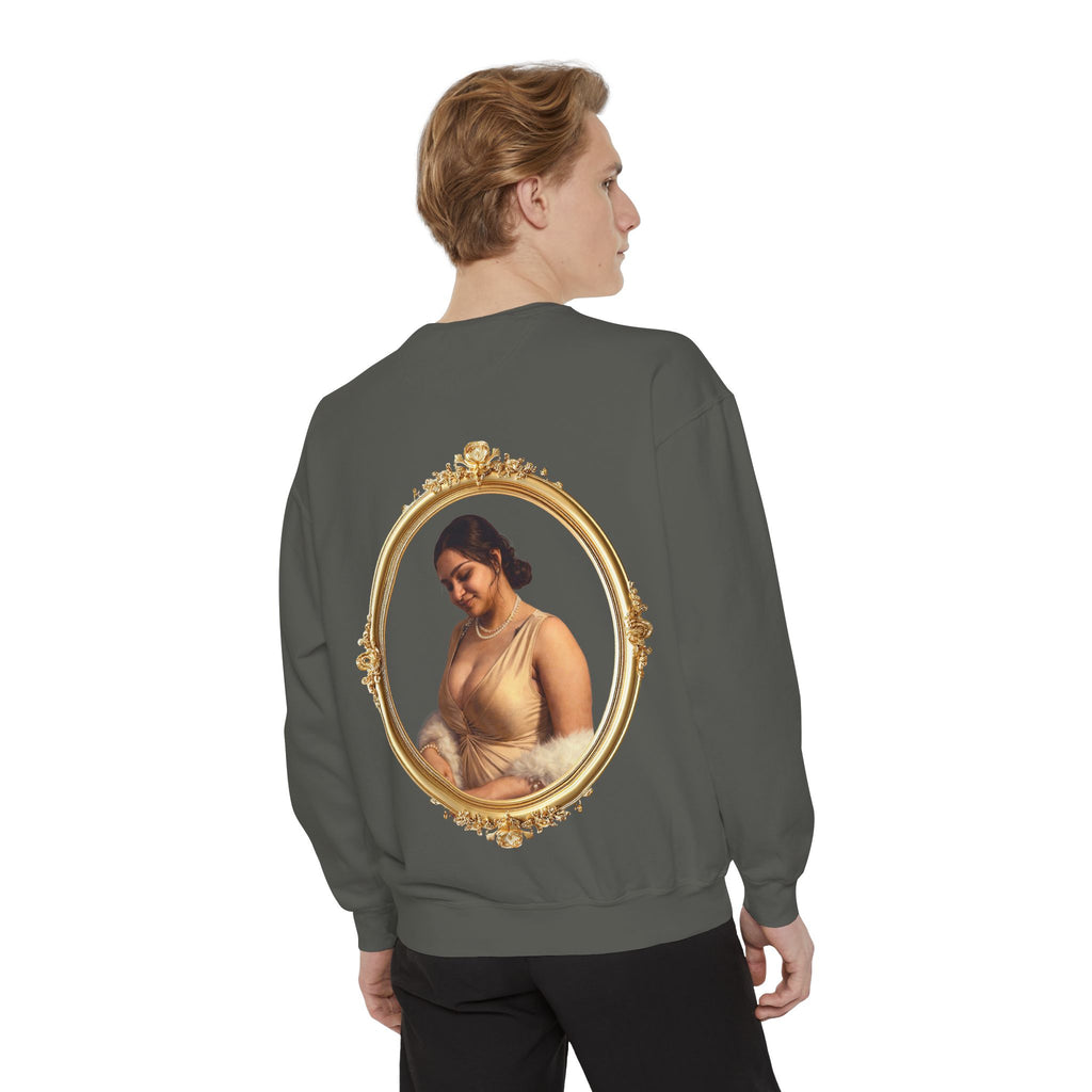 Portrait Sweatshirt — Vintage Frame Elegant Lady Graphic Pullover