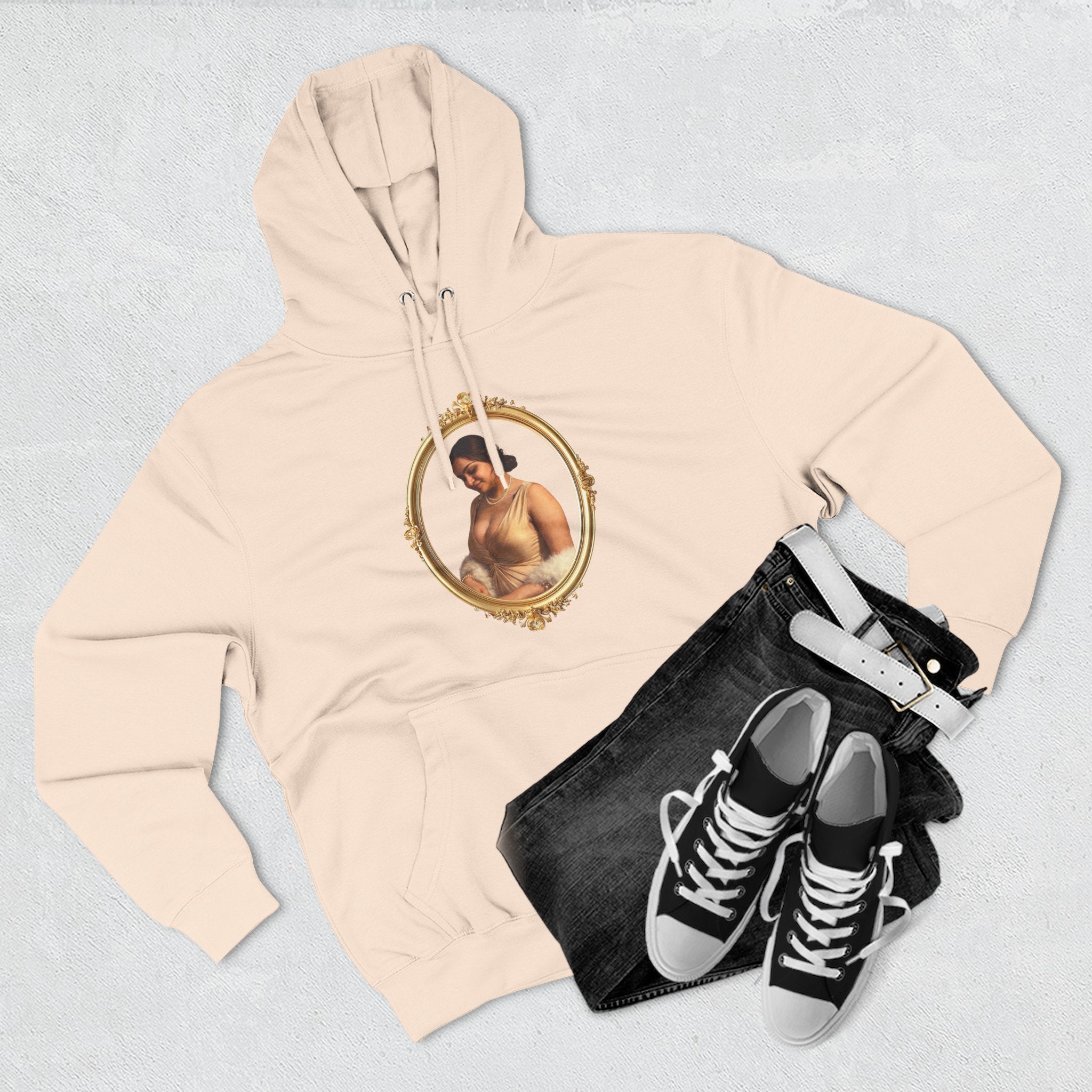 Portrait Hoodie — Vintage Frame Romantic Art Pullover