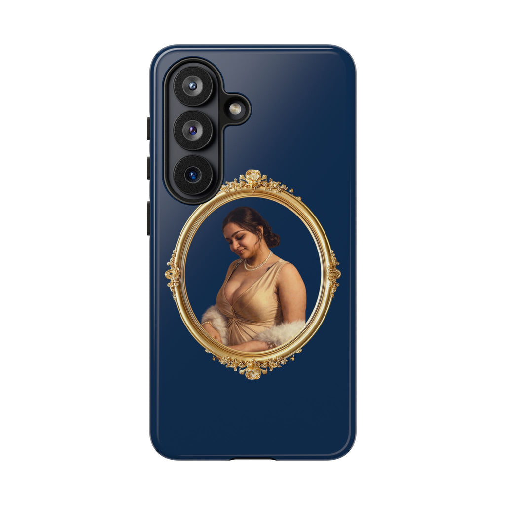 Vintage Portrait Phone Case — Elegant Gold Frame on Navy
