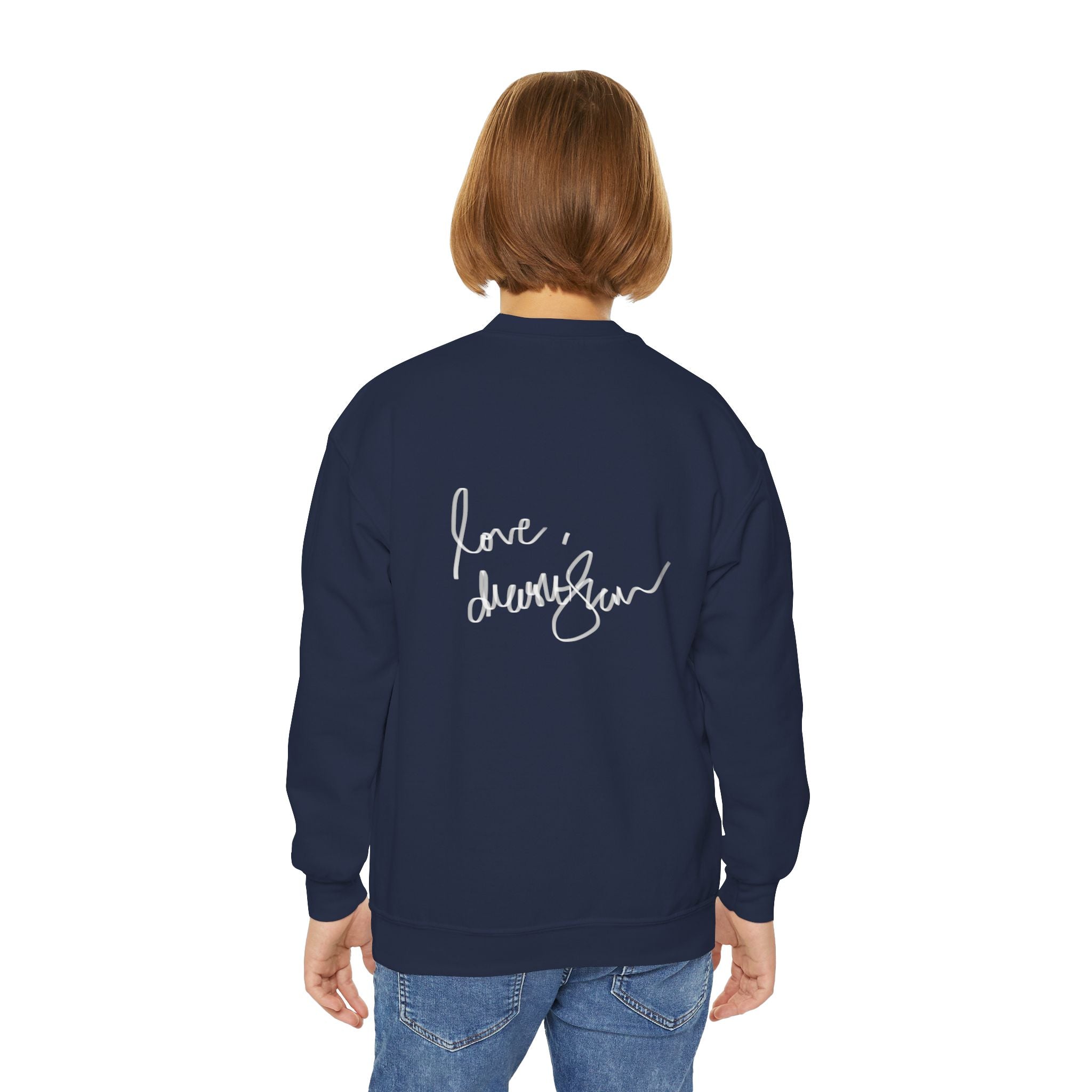 Youth Crewneck Sweatshirt — 'We Will Be Home' Vintage Portrait Graphic