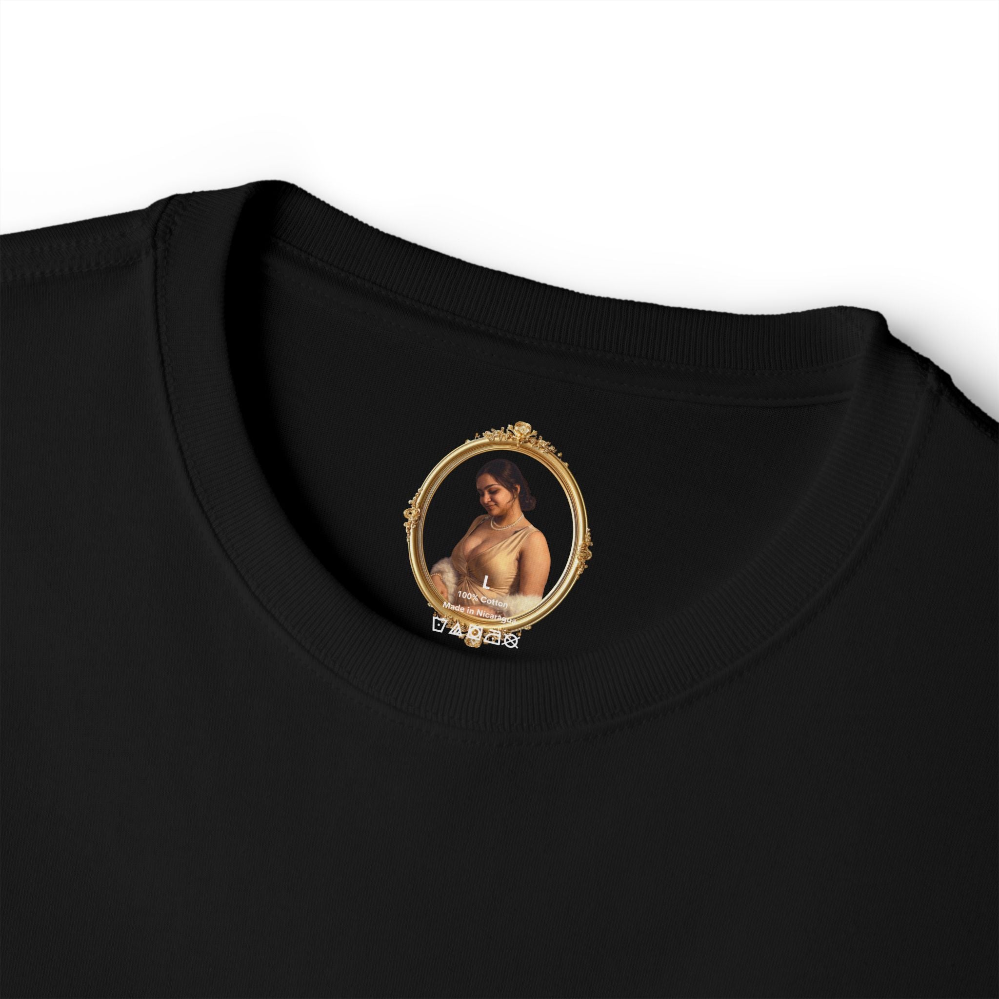 Vintage Portrait Tee — Woman with Fan Graphic Boxy T-Shirt