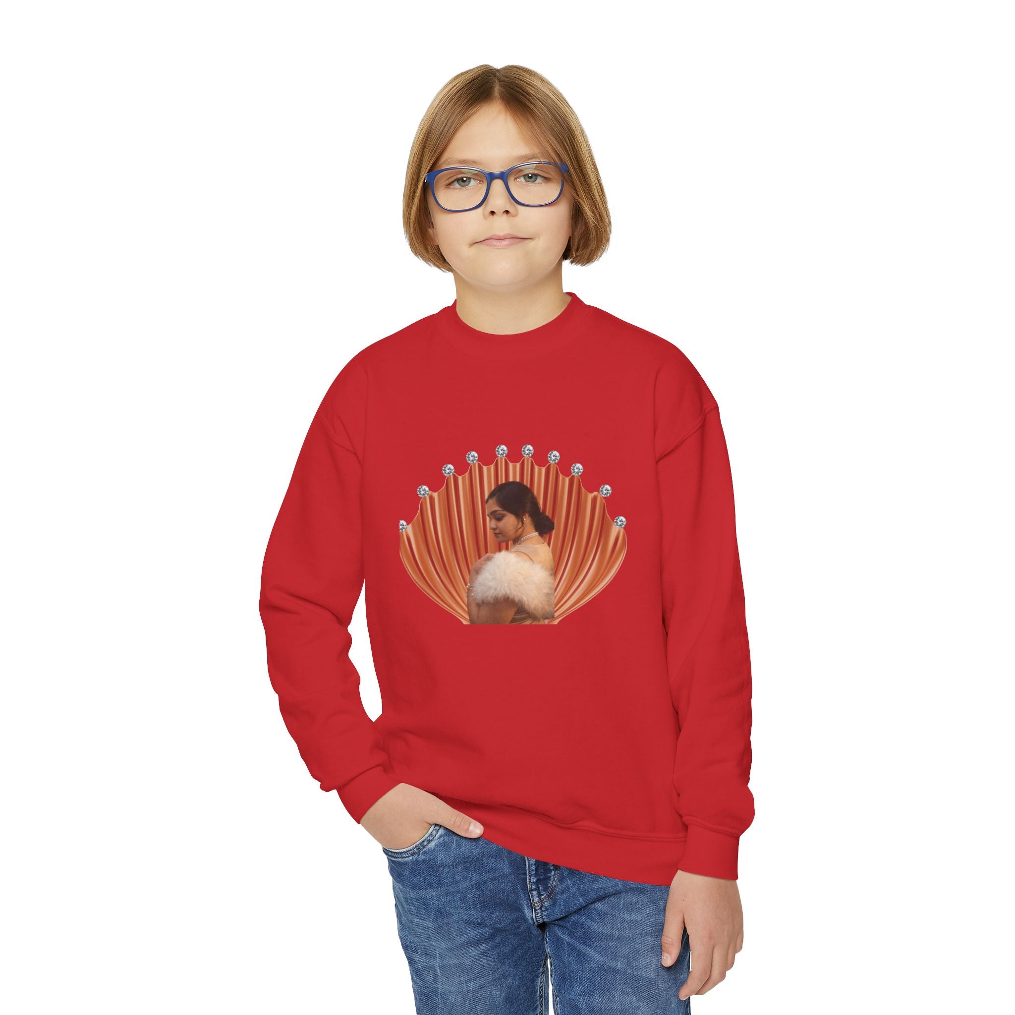 Youth Crewneck Sweatshirt — 'We Will Be Home' Vintage Portrait Graphic