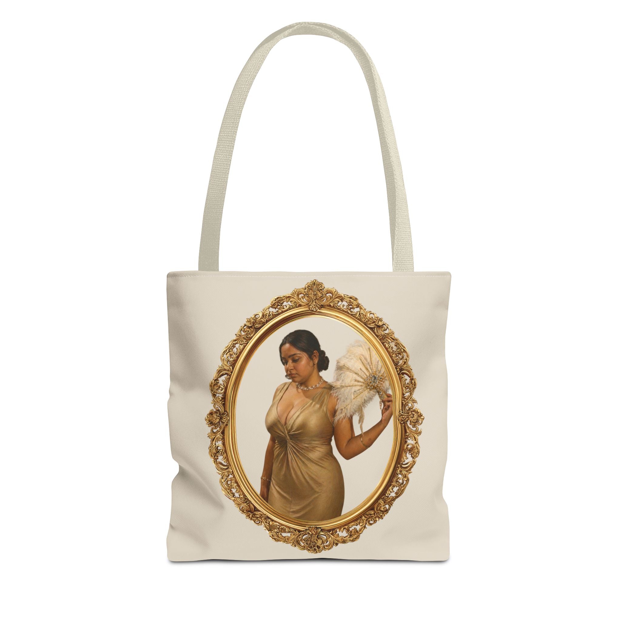 Vintage Portrait Tote Bag — Framed Lady Canvas Shopper