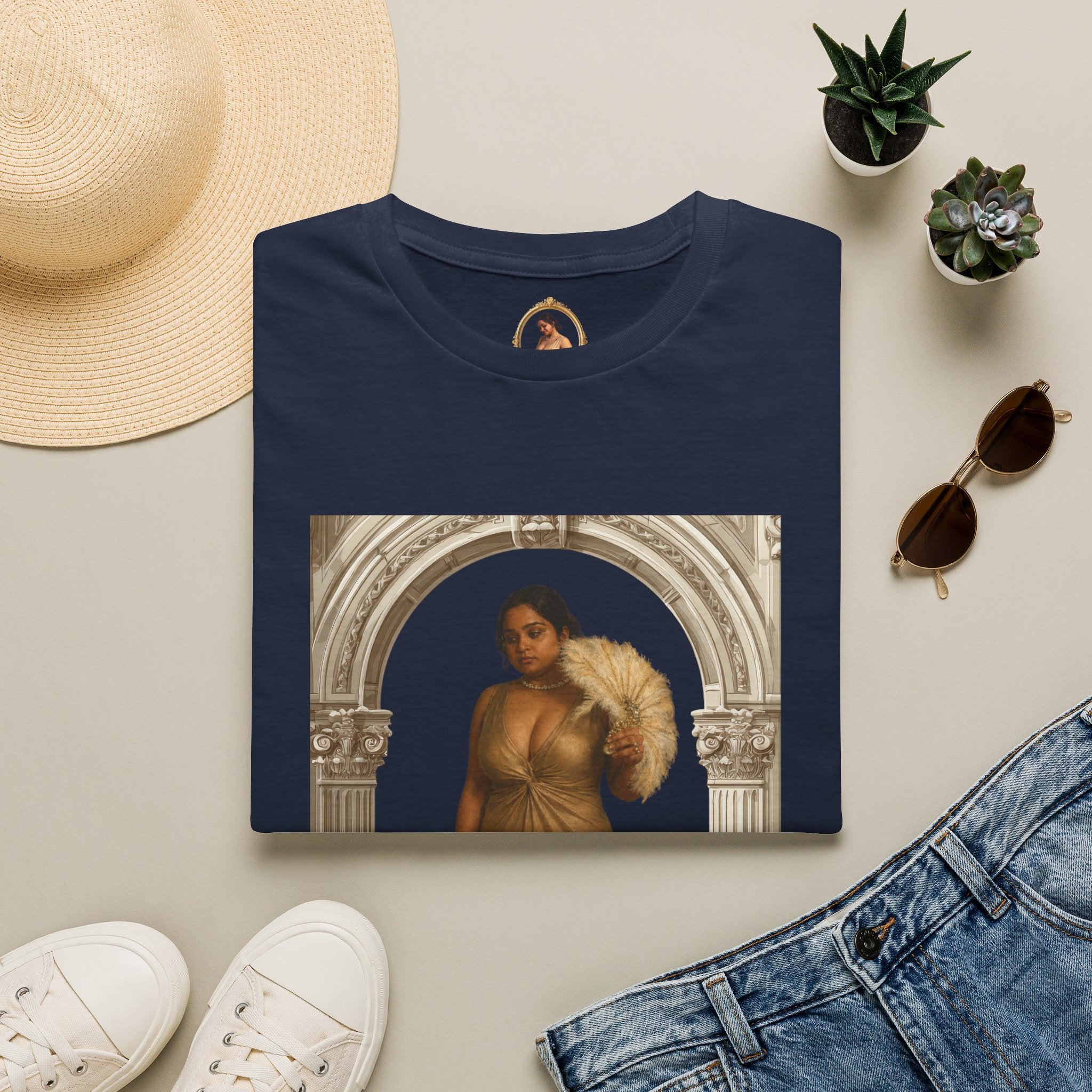 Vintage Arch Portrait T-Shirt — Elegant Woman Art Print
