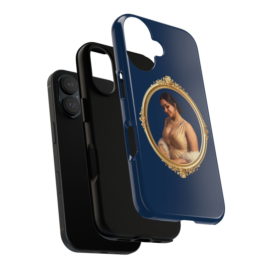 Vintage Portrait Phone Case — Elegant Gold Frame on Navy