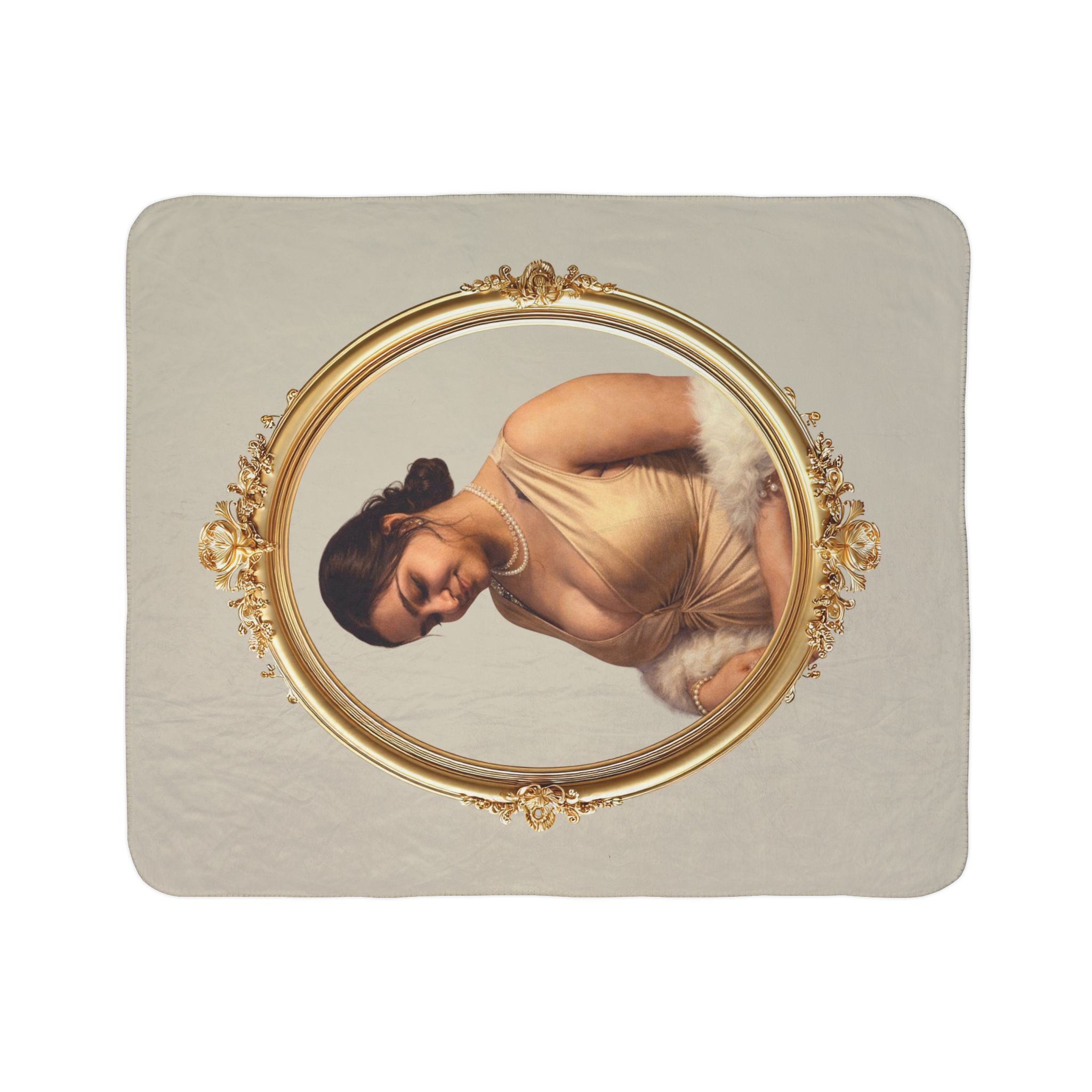 Vintage Ornate Mirror Fleece Blanket — Glam Portrait Sherpa Throw