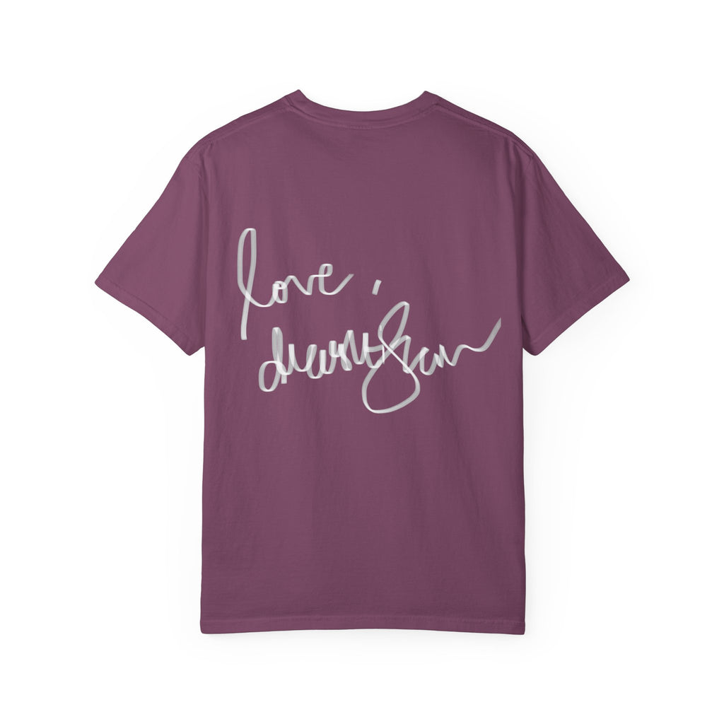 Venus Mirror T-Shirt — Nude Goddess Art Tee with 'Love, [Signature]' Back Print