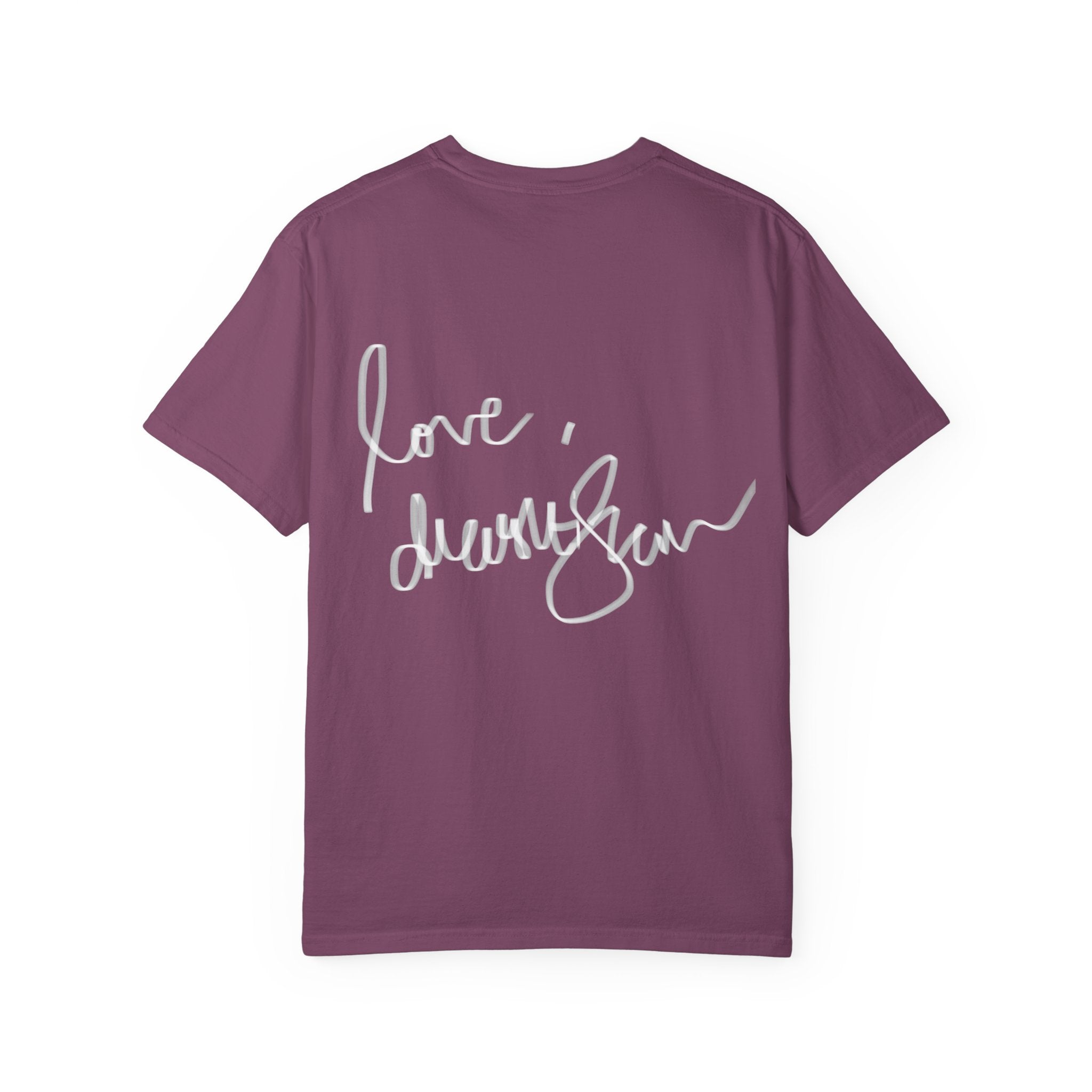 Venus Mirror T-Shirt — Nude Goddess Art Tee with 'Love, [Signature]' Back Print