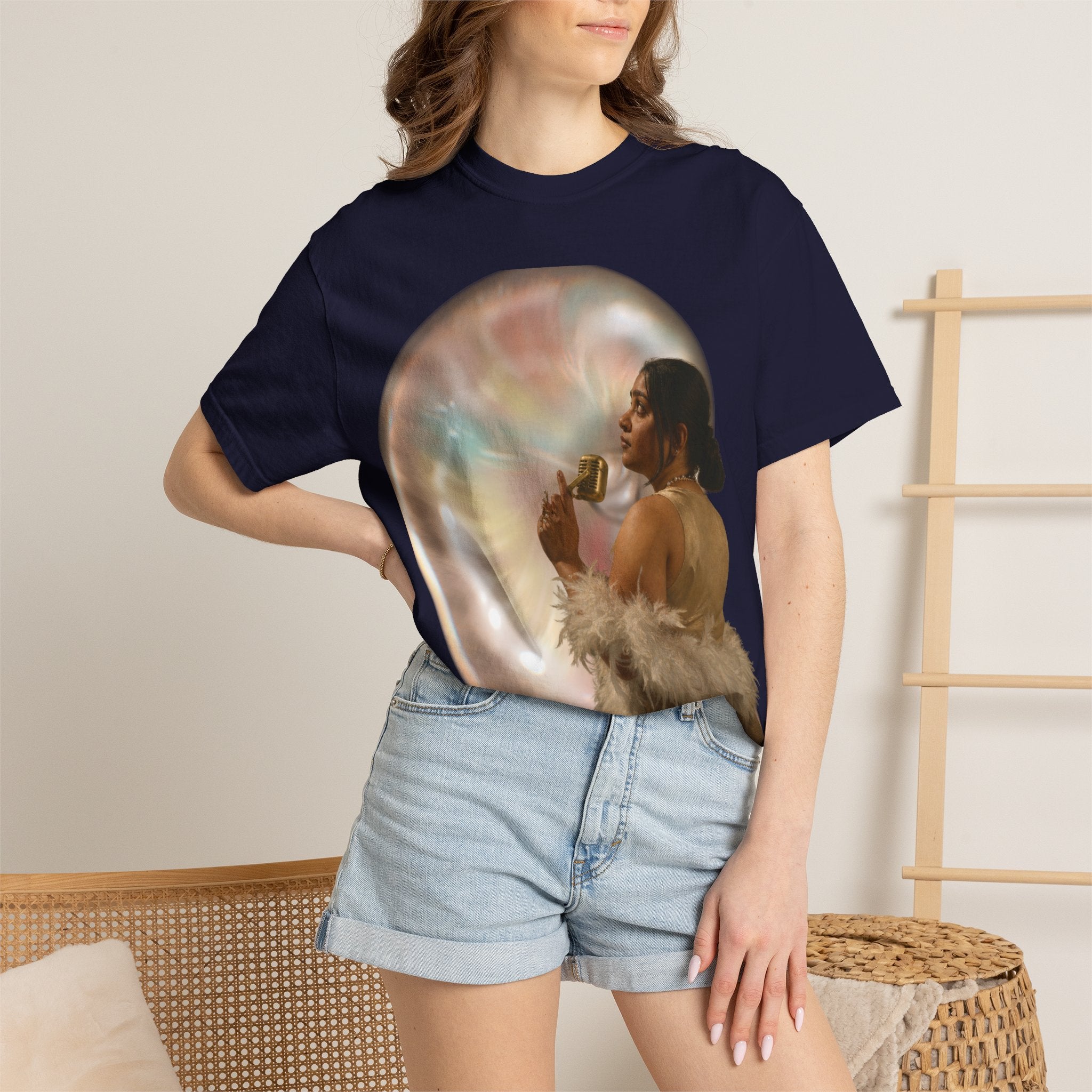 T‑Shirt — Retro Glam Woman with Iridescent Bubble | 'We Will Become' Graphic Tee