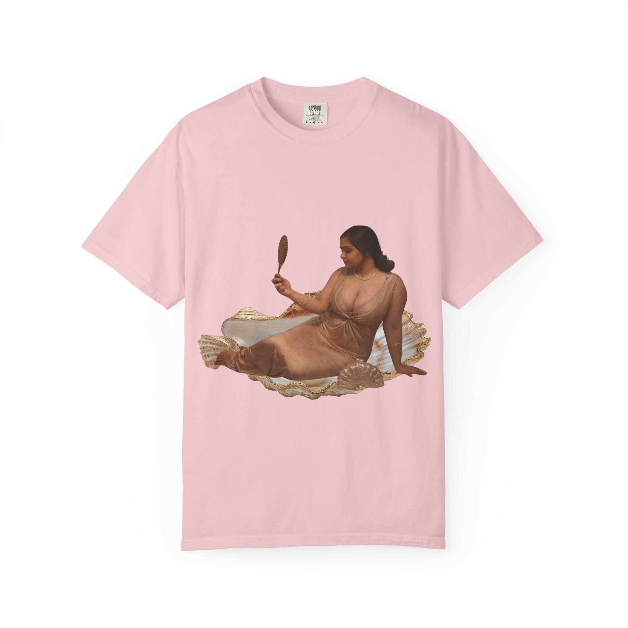 Venus Mirror T-Shirt — Nude Goddess Art Tee with 'Love, [Signature]' Back Print