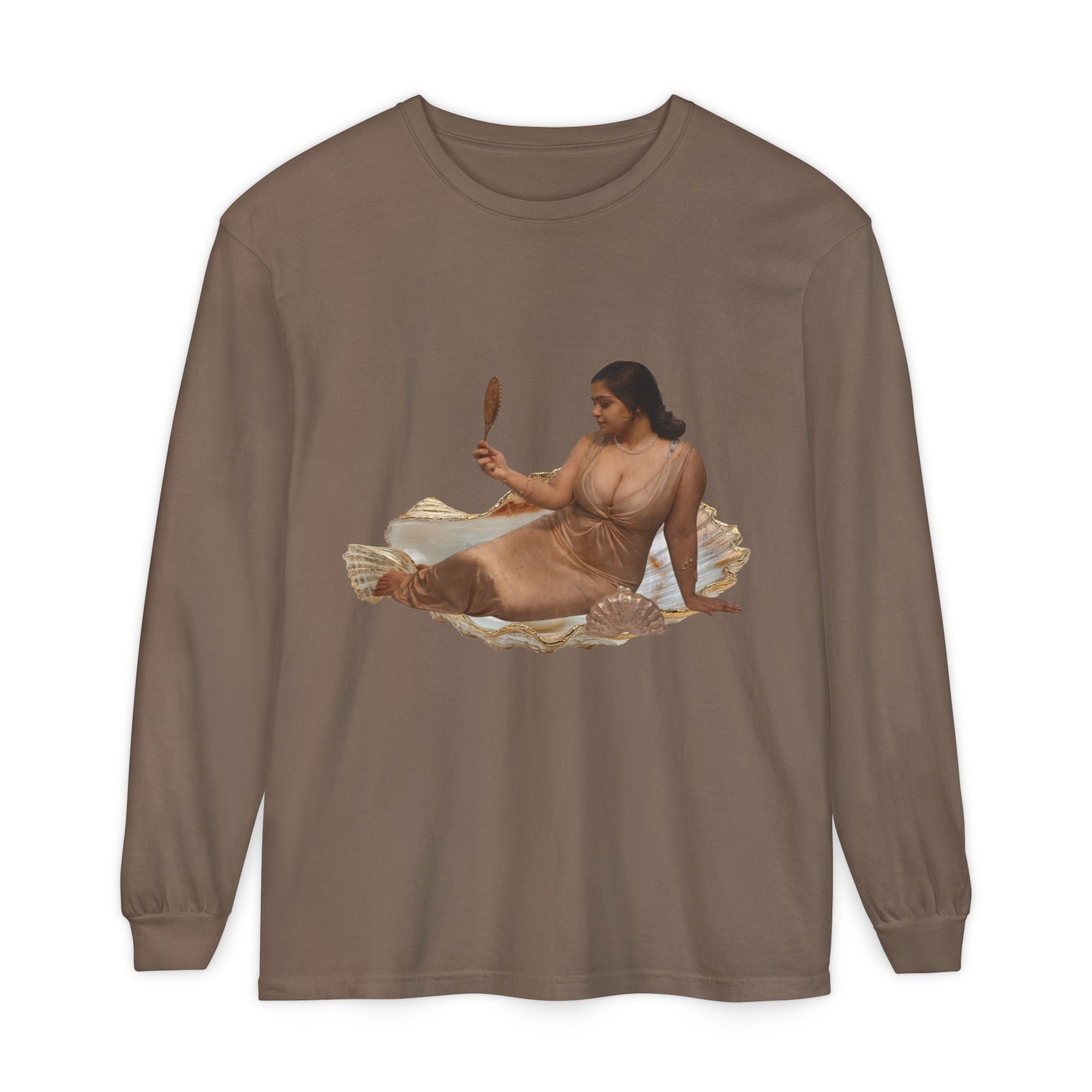 Long Sleeve T-Shirt — “Love, Dua Lipa” Shell Goddess Graphic