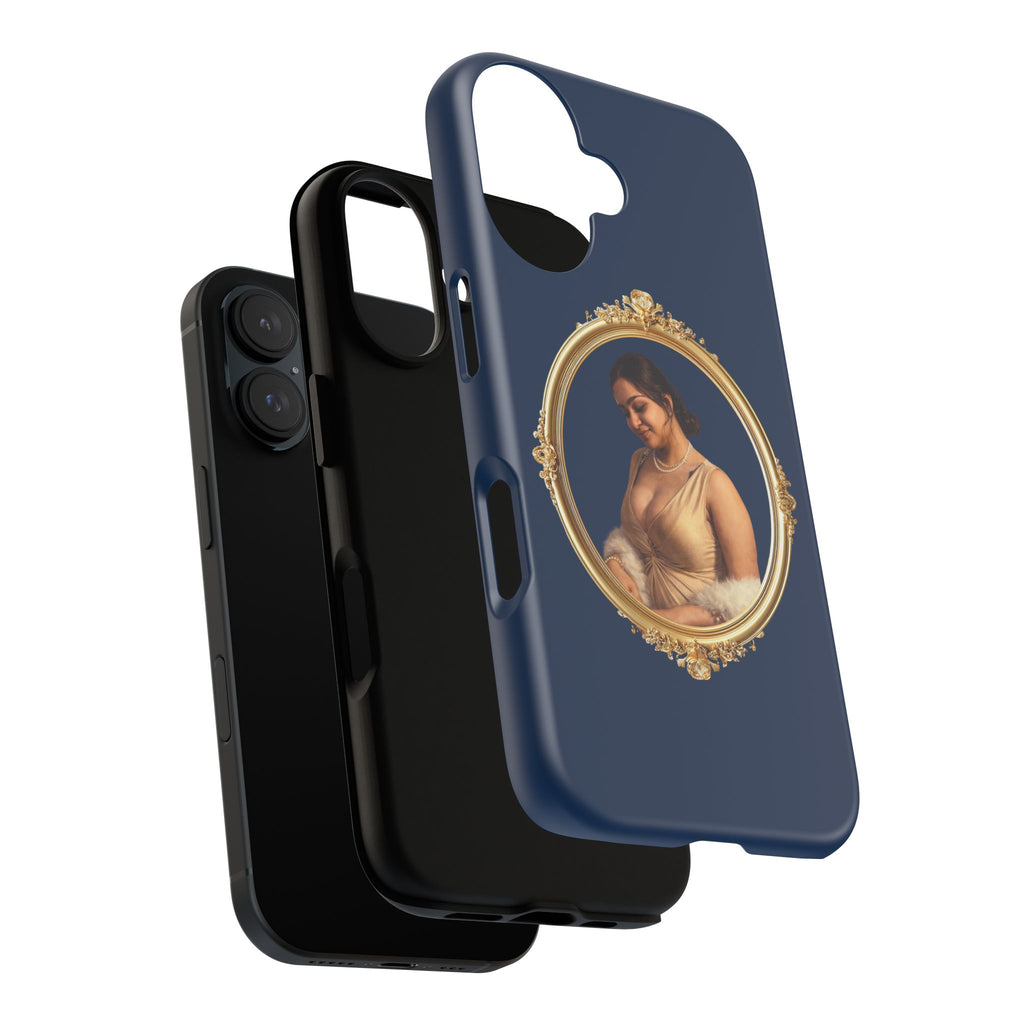 Vintage Portrait Phone Case — Elegant Gold Frame on Navy