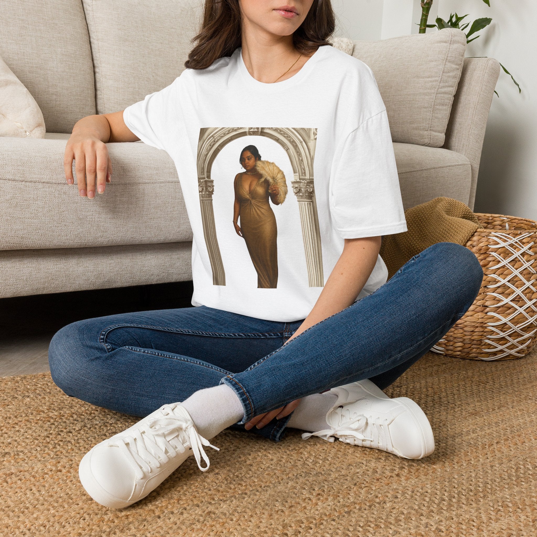 Vintage Arch Portrait T-Shirt — Elegant Woman Art Print