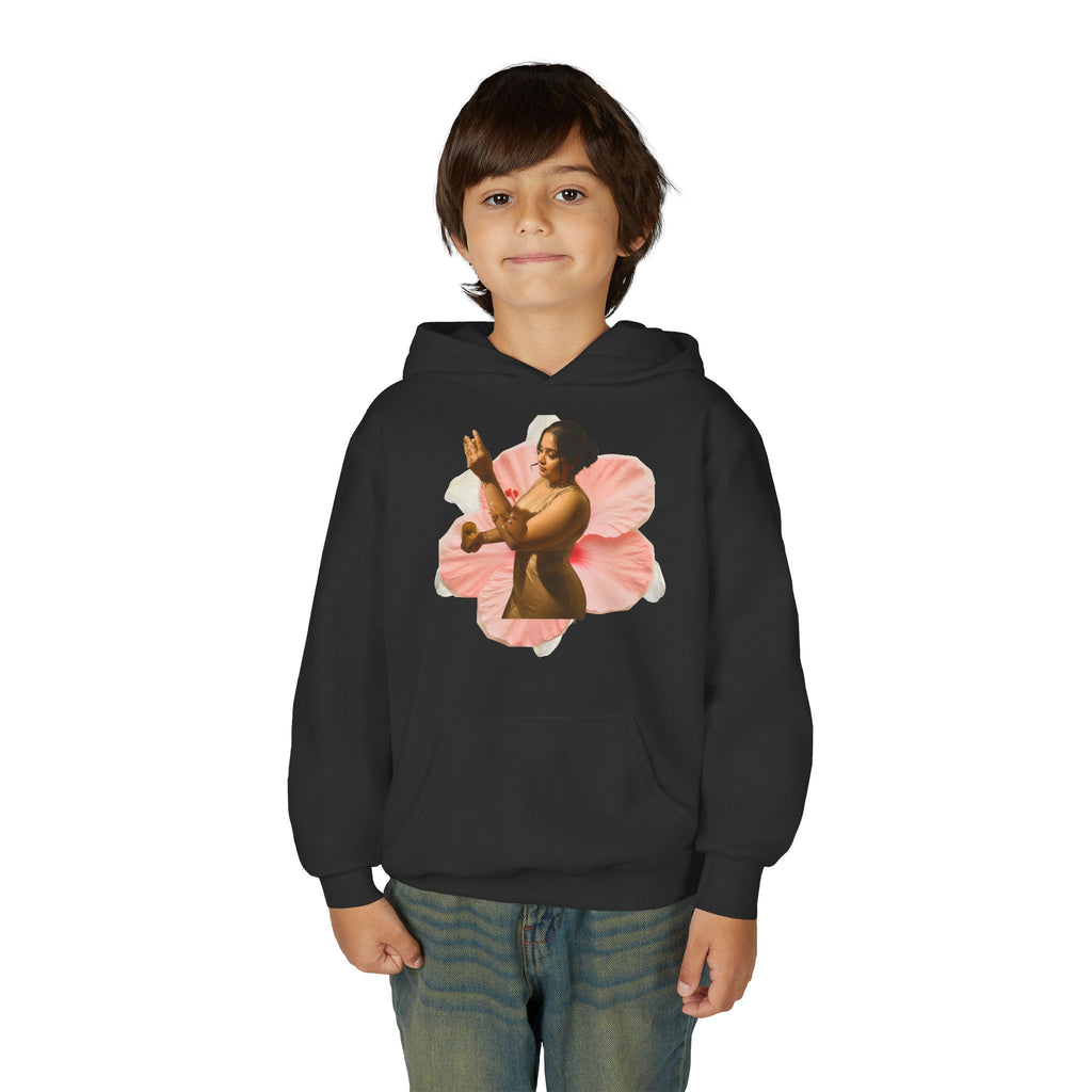 Youth Hoodie — Vintage Dancer Floral Graphic with “We Will Be Home” Back Script