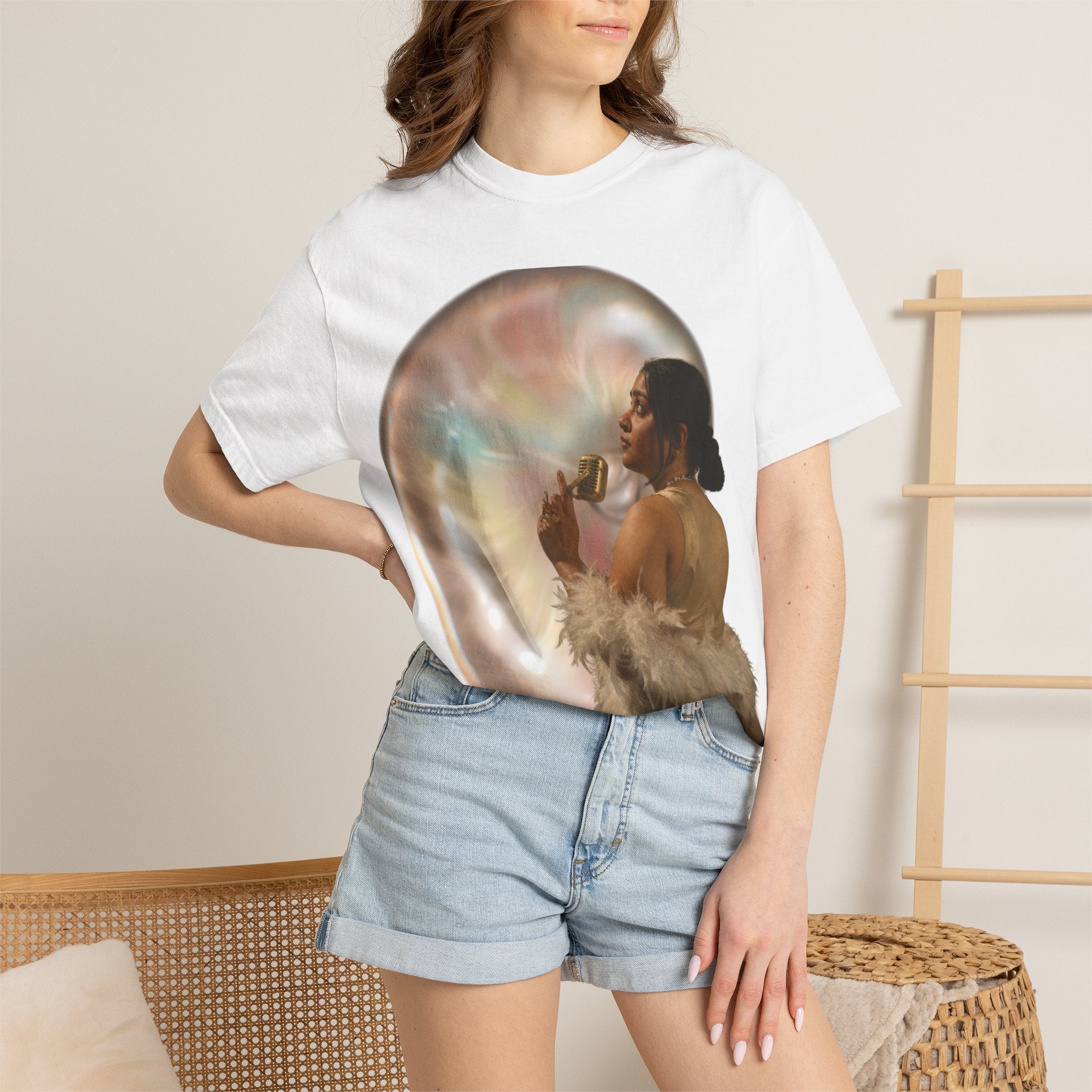 T‑Shirt — Retro Glam Woman with Iridescent Bubble | 'We Will Become' Graphic Tee