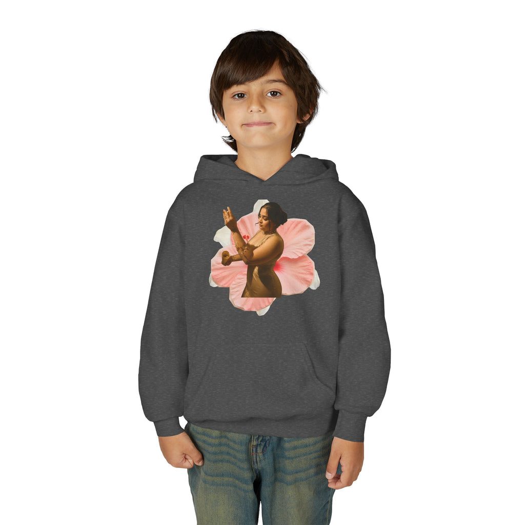 Youth Hoodie — Vintage Dancer Floral Graphic with “We Will Be Home” Back Script