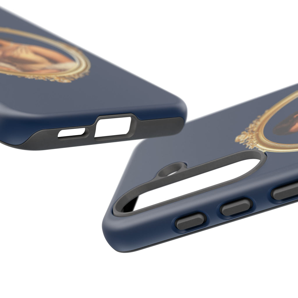 Vintage Portrait Phone Case — Elegant Gold Frame on Navy