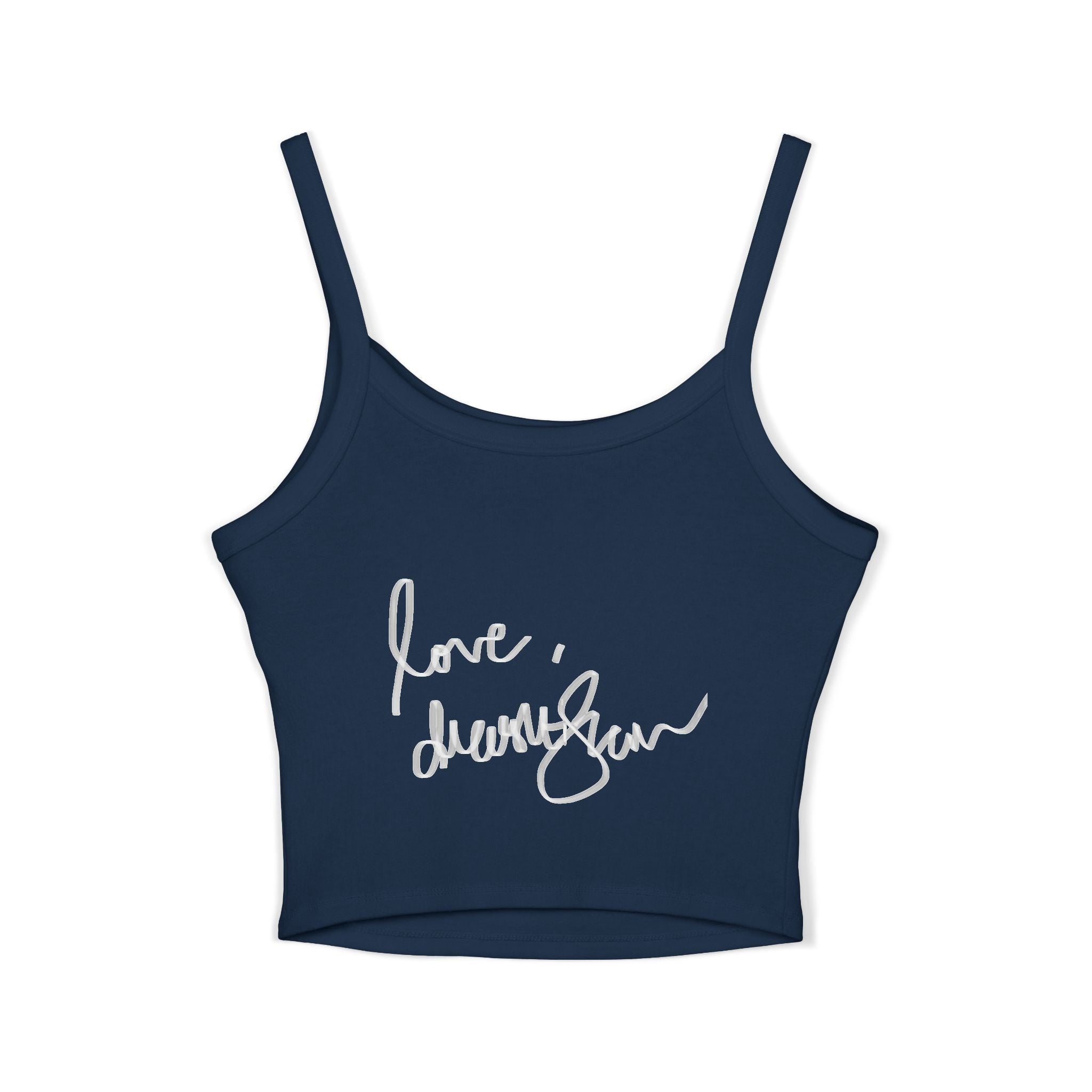 Mirror Portrait Crop Tank — "love, demi~gün" Signature Graphic