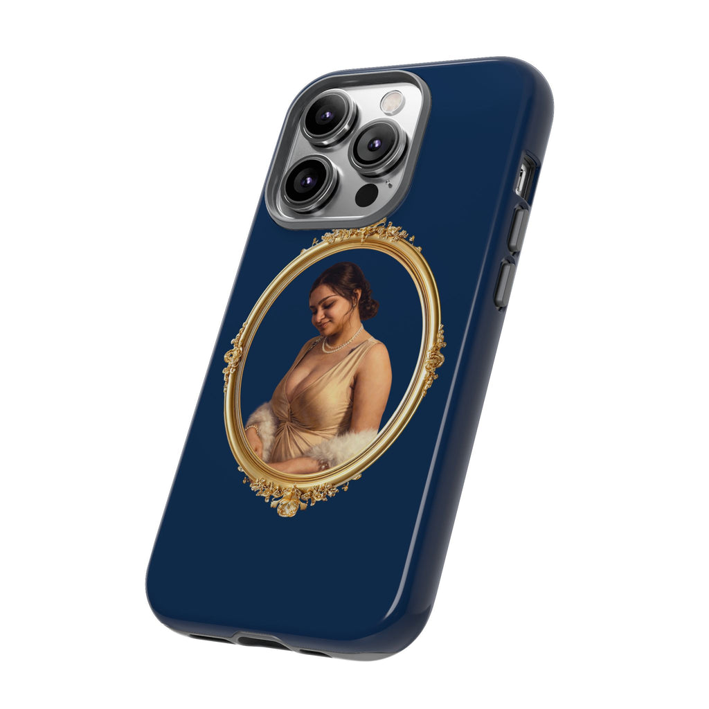 Vintage Portrait Phone Case — Elegant Gold Frame on Navy