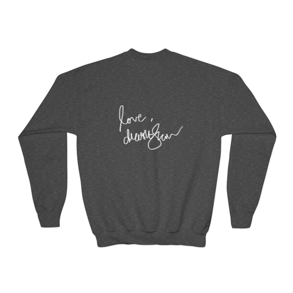 Youth Crewneck Sweatshirt — 'We Will Be Home' Vintage Portrait Graphic