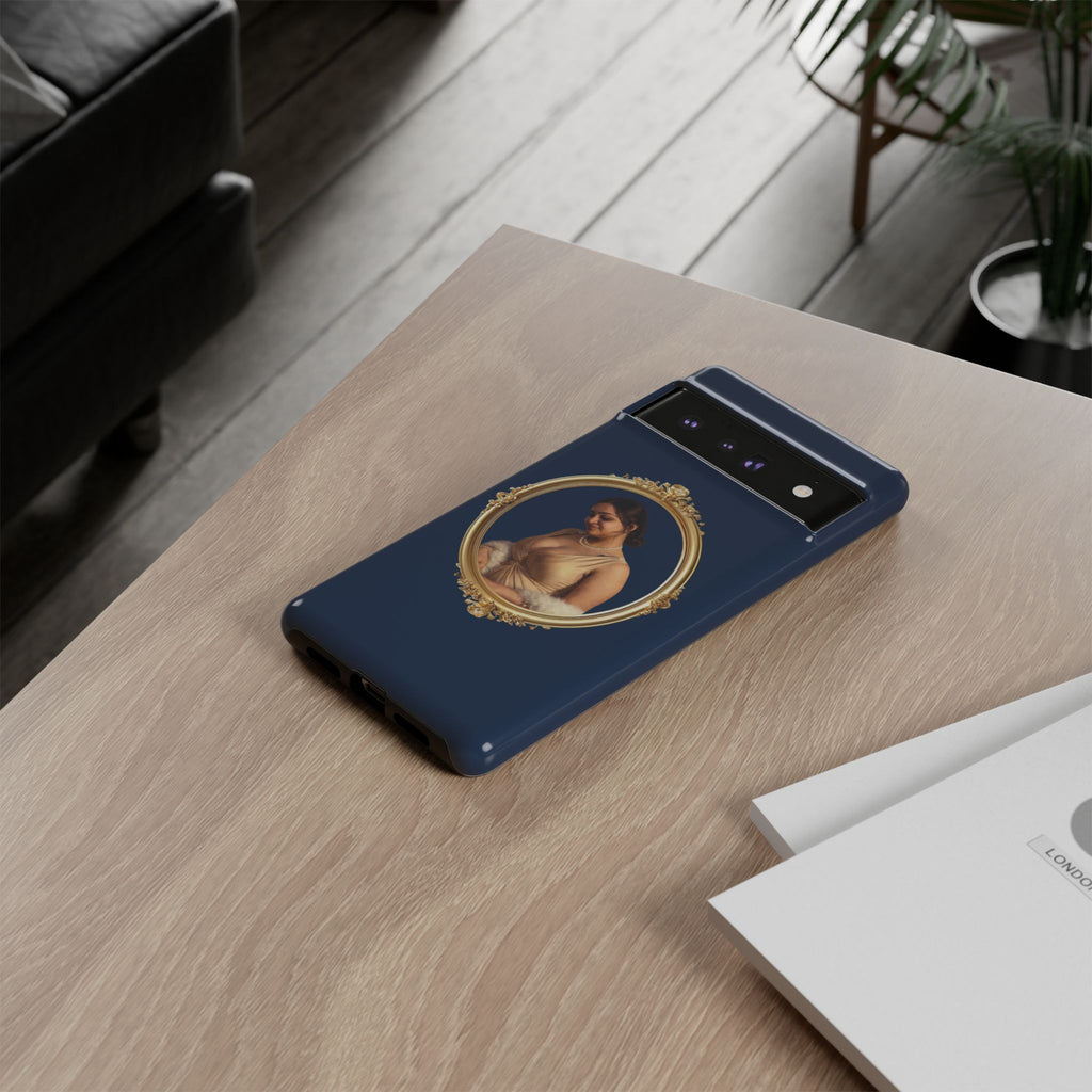 Vintage Portrait Phone Case — Elegant Gold Frame on Navy