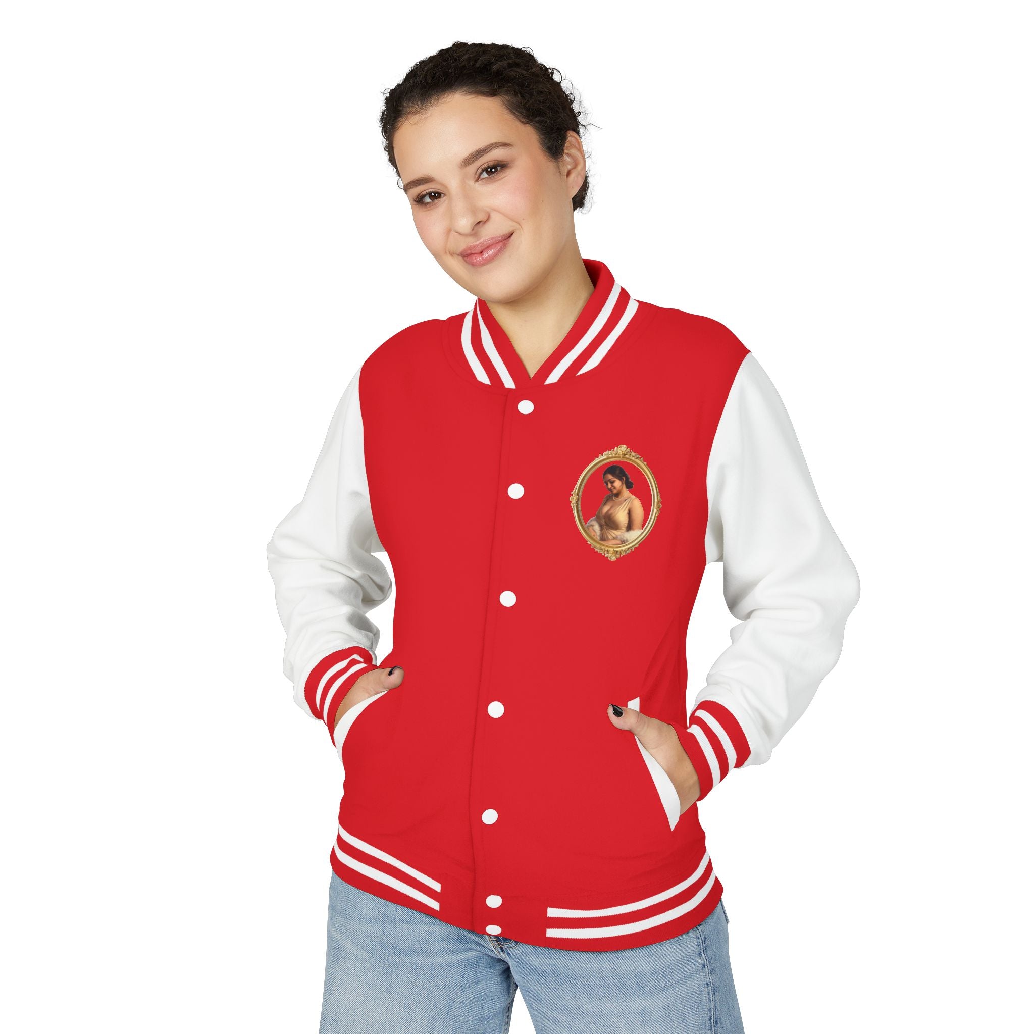 Vintage Portrait Letterman Jacket — Framed Classical Art Varsity Jacket