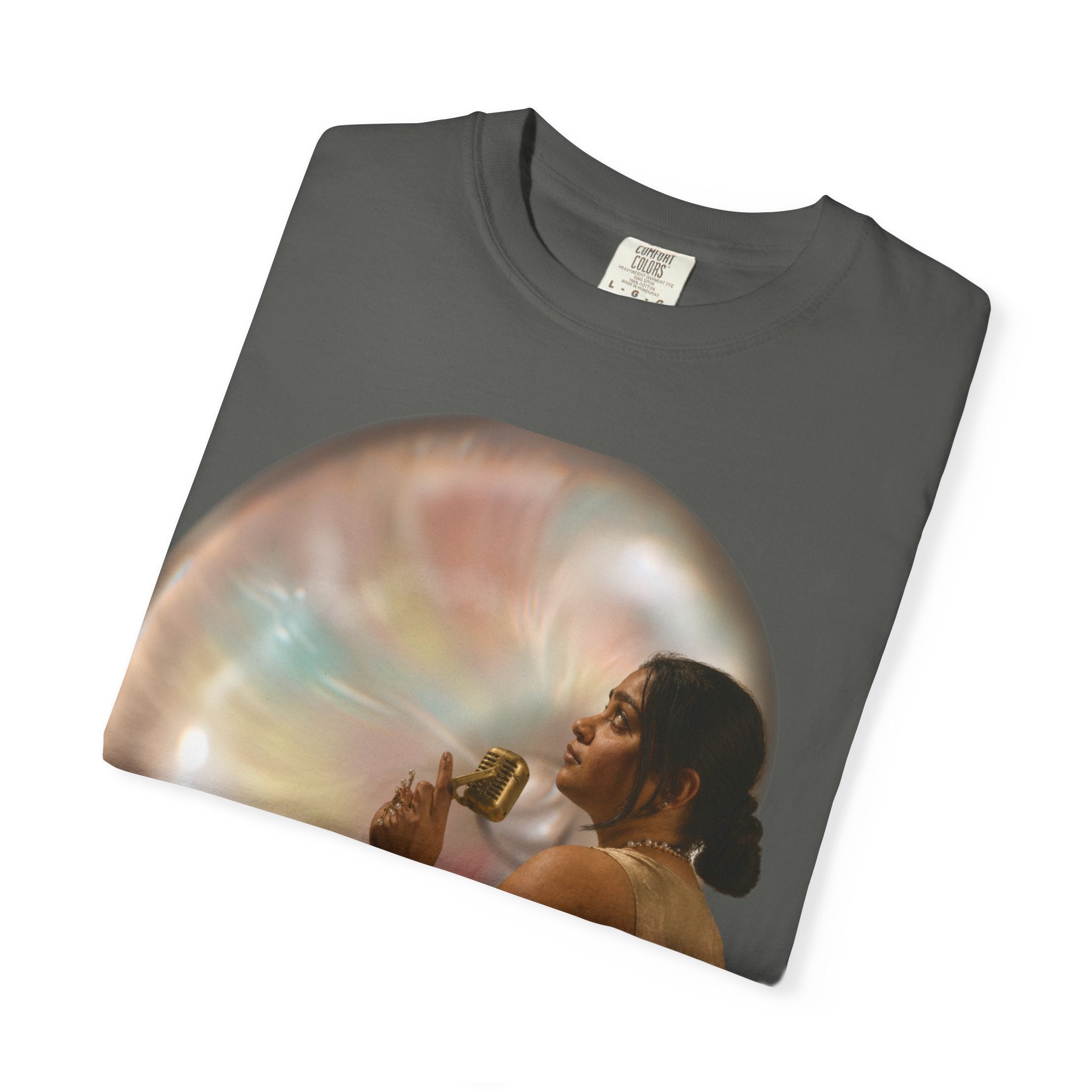 T‑Shirt — Retro Glam Woman with Iridescent Bubble | 'We Will Become' Graphic Tee