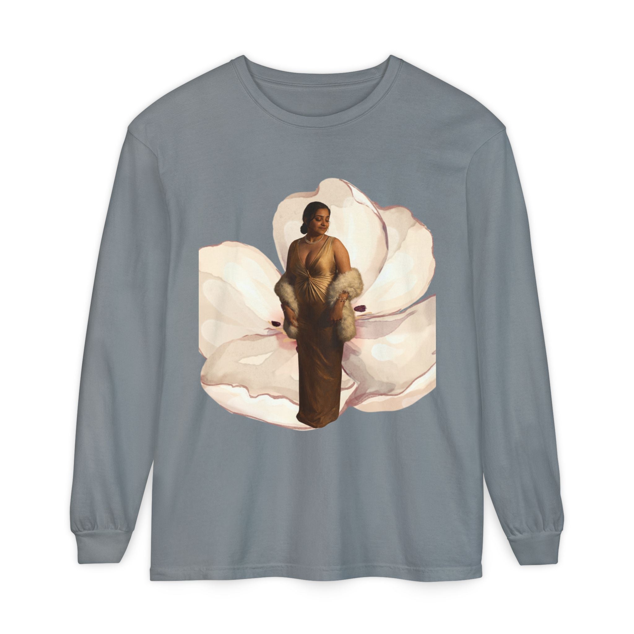 We Will Be Home Long Sleeve Tee — Floral Vintage Portrait Graphic