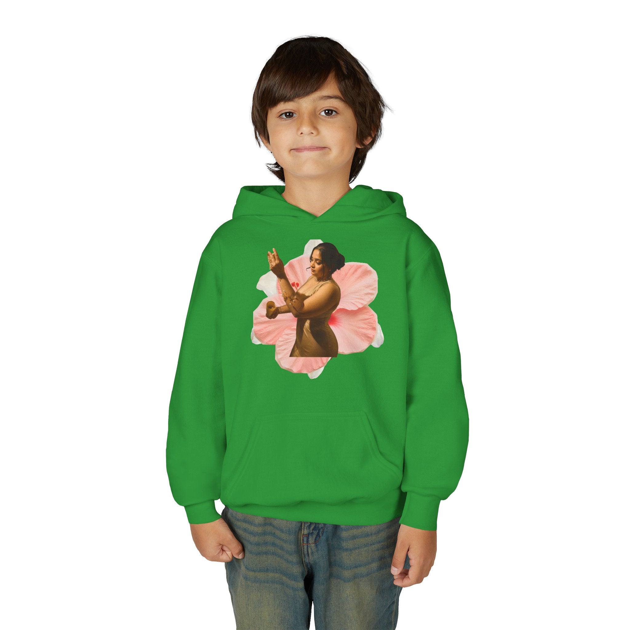 Youth Hoodie — Vintage Dancer Floral Graphic with “We Will Be Home” Back Script