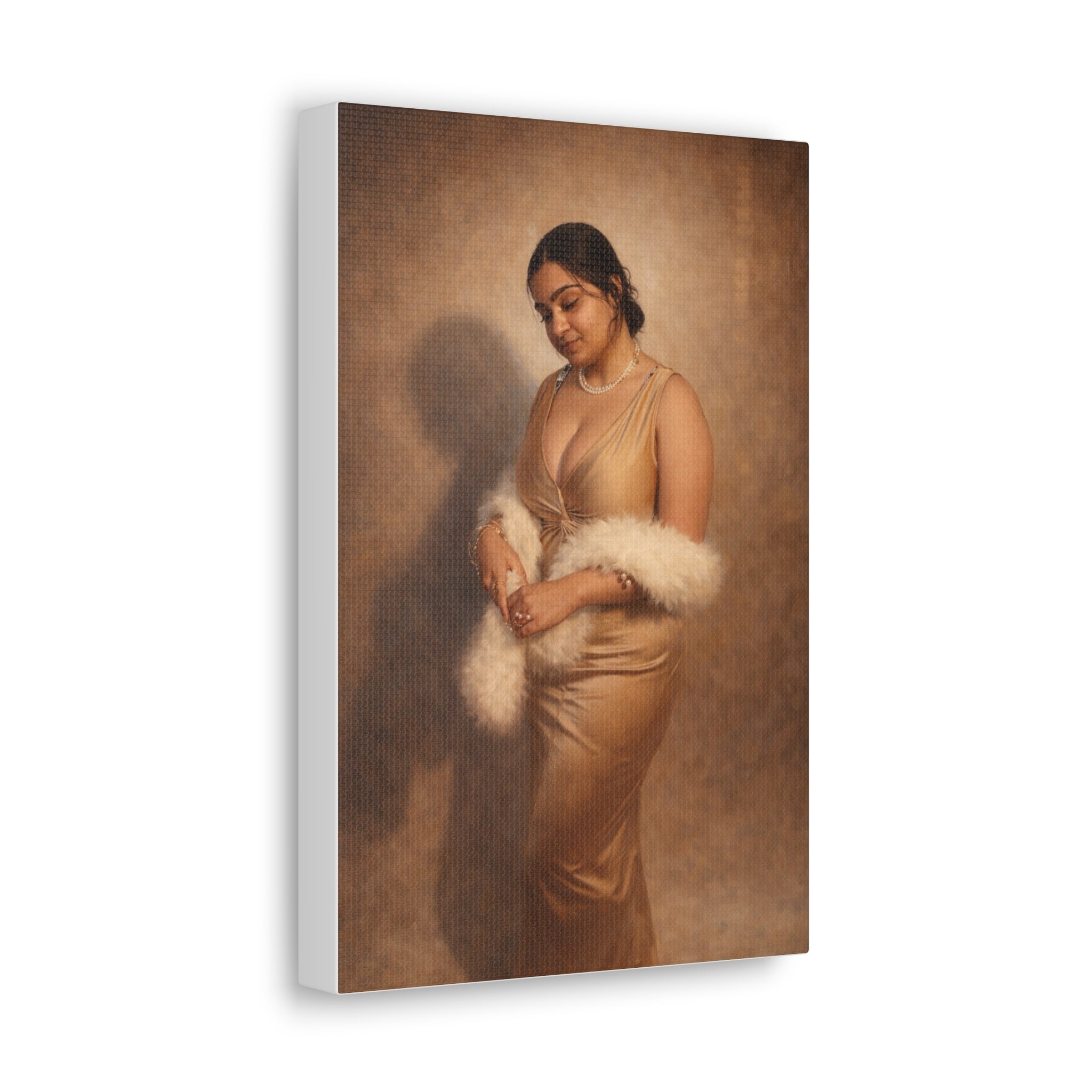 Classic Canvas Portrait Print — Vintage Glamour Woman Canvas Wall Art