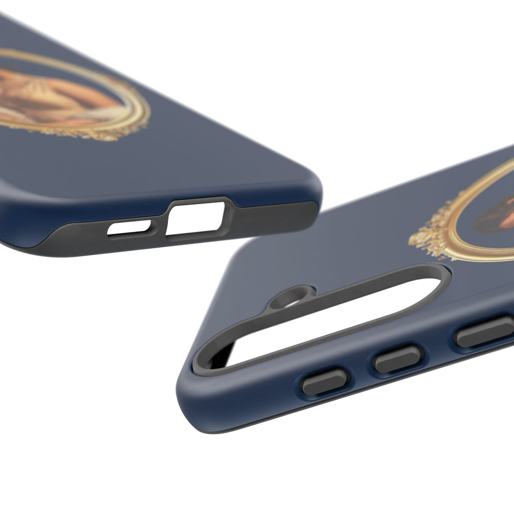 Vintage Portrait Phone Case — Elegant Gold Frame on Navy